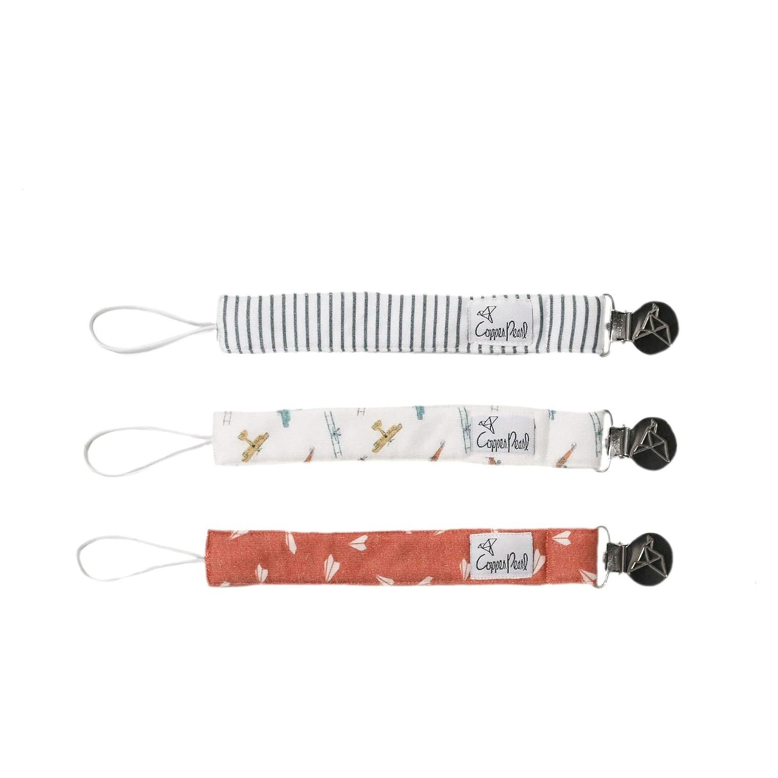 Clip de Chupete Copper Pearl 3-Pack - Acero Inoxidable y Tejido