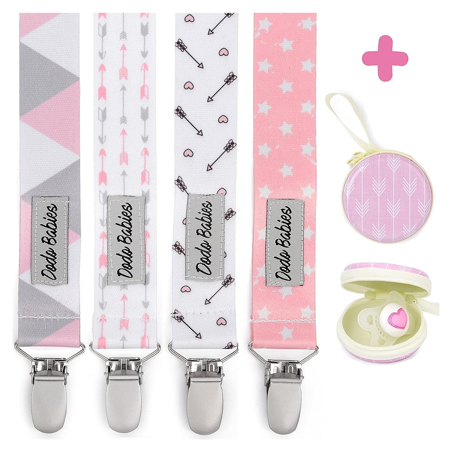 Set de 5 Clips de Chupete Dodo Babies - Rosa y Gris
