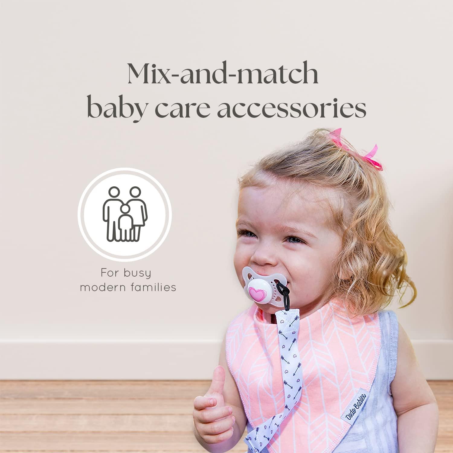 Set de 5 Clips de Chupete Dodo Babies - Rosa y Gris