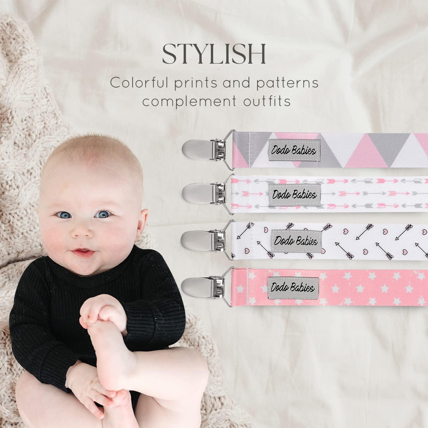 Set de 5 Clips de Chupete Dodo Babies - Rosa y Gris