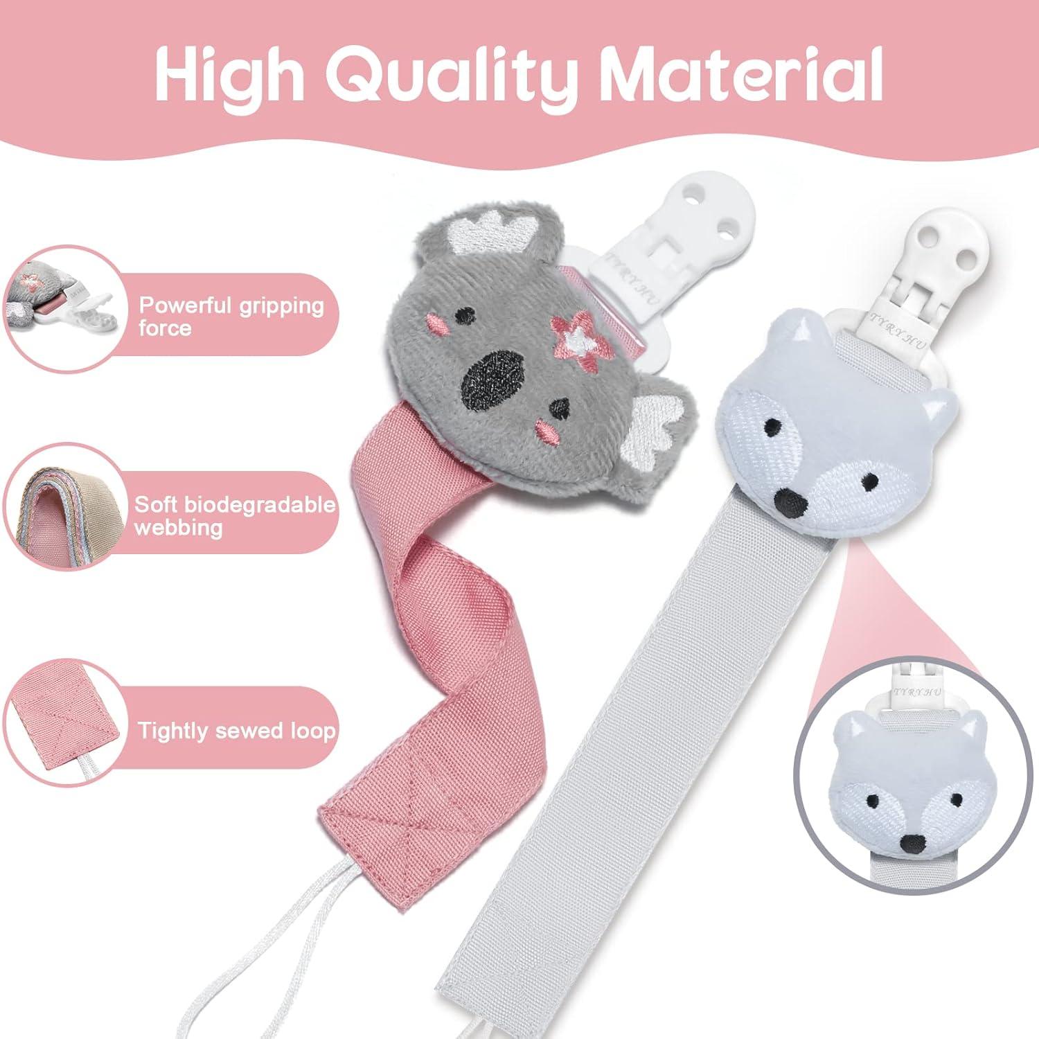 Clip de Chupete TYRY.HU para Niñas - 2 Piezas Koala y Zorro