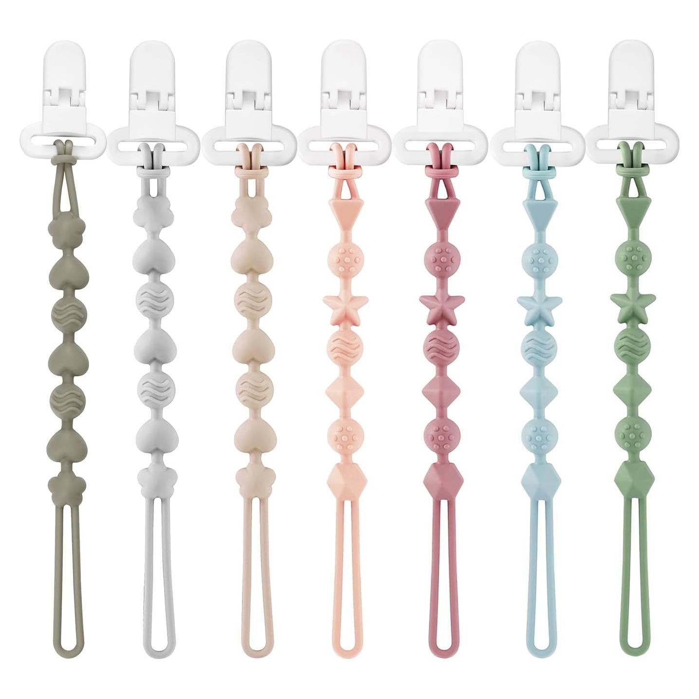 Clips de Chupete de Silicona PandaEar - 7 Piezas para Bebés