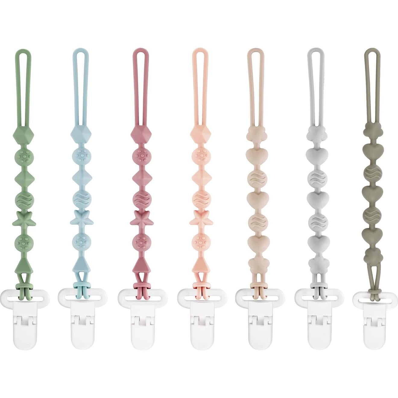 Clips de Chupete de Silicona PandaEar - 7 Piezas para Bebés