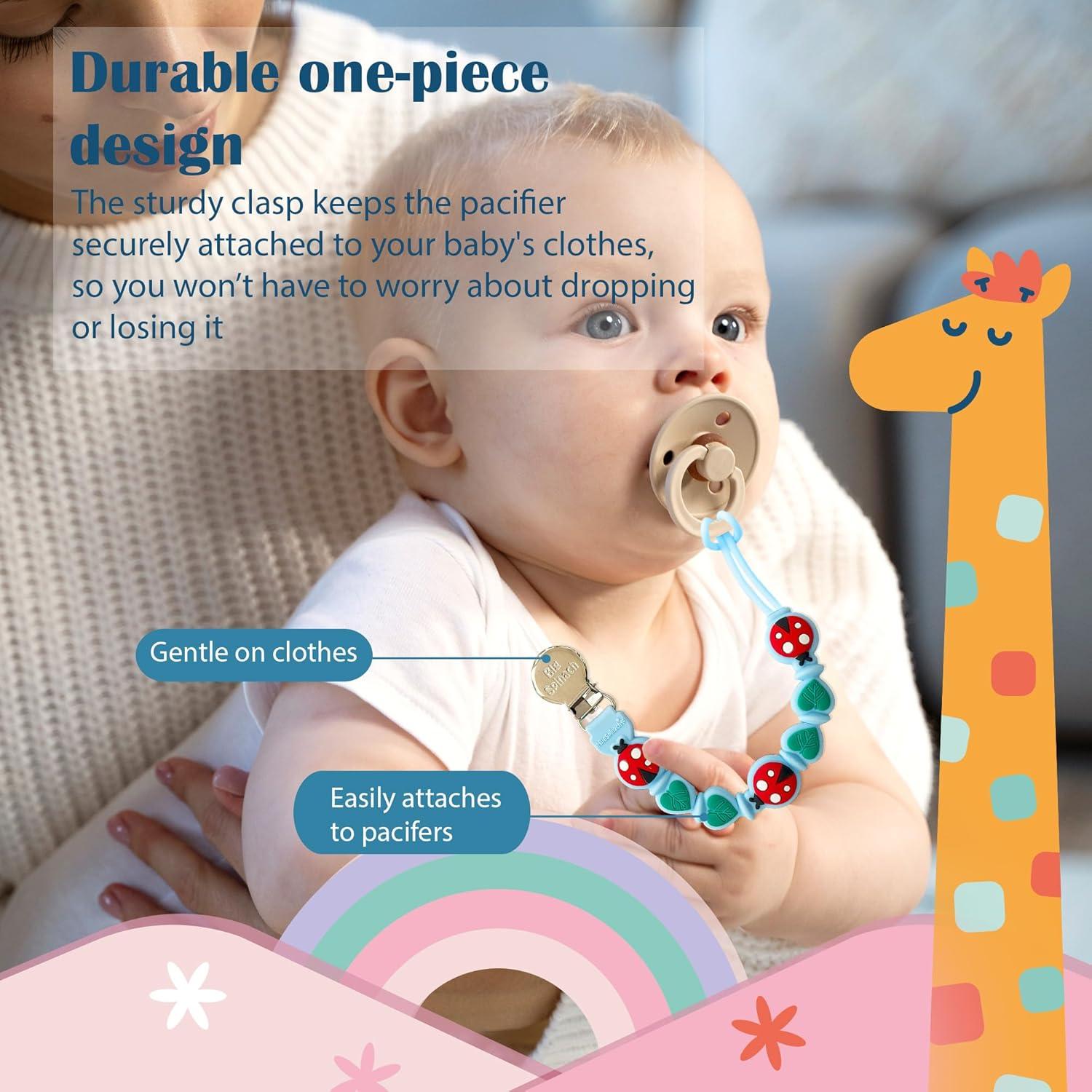 Clip de Chupete de Silicona Azul - Personalizable, Libre de BPA