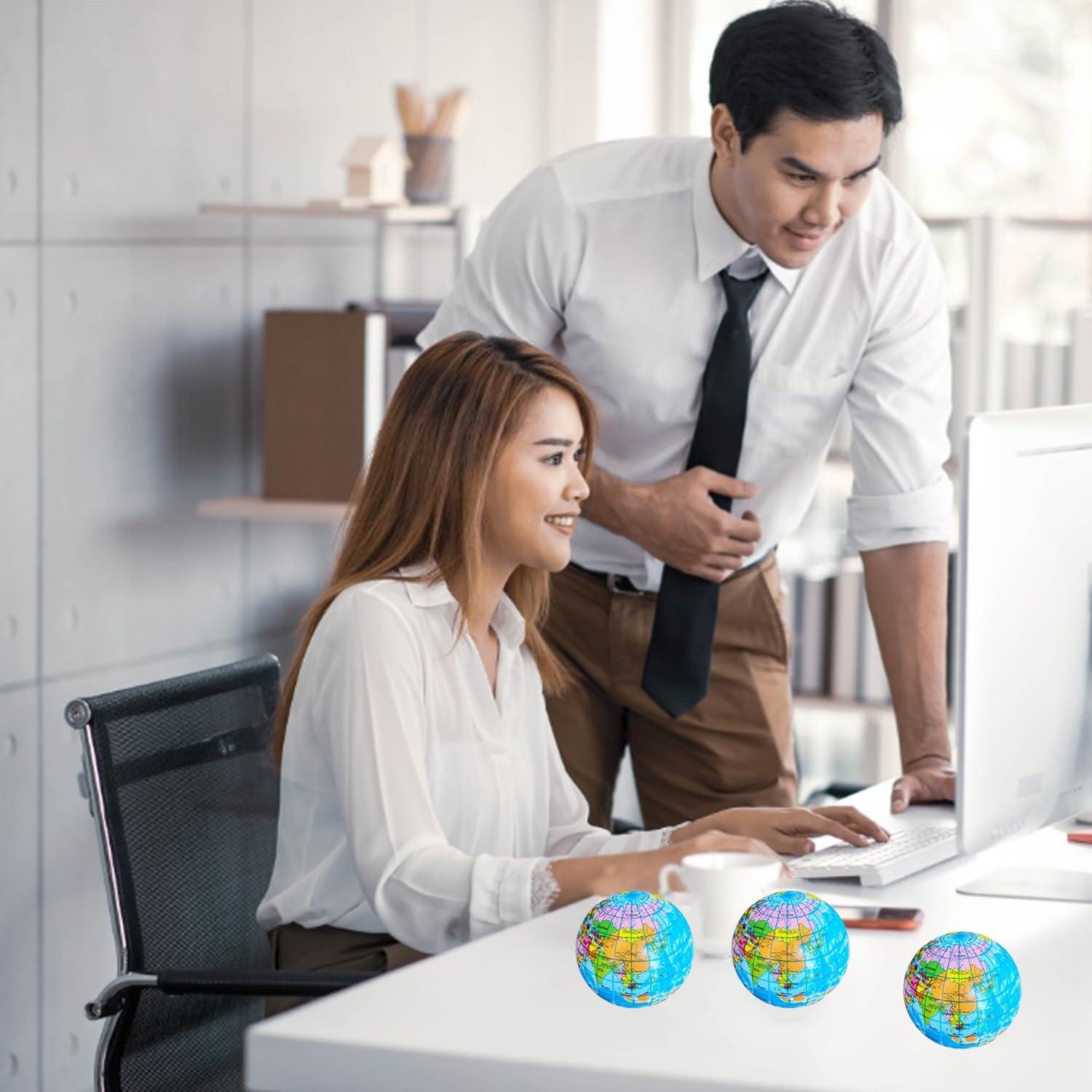 8 Pelotas de Estrés Globo Tierra 6.35 cm - Alivio de Estrés