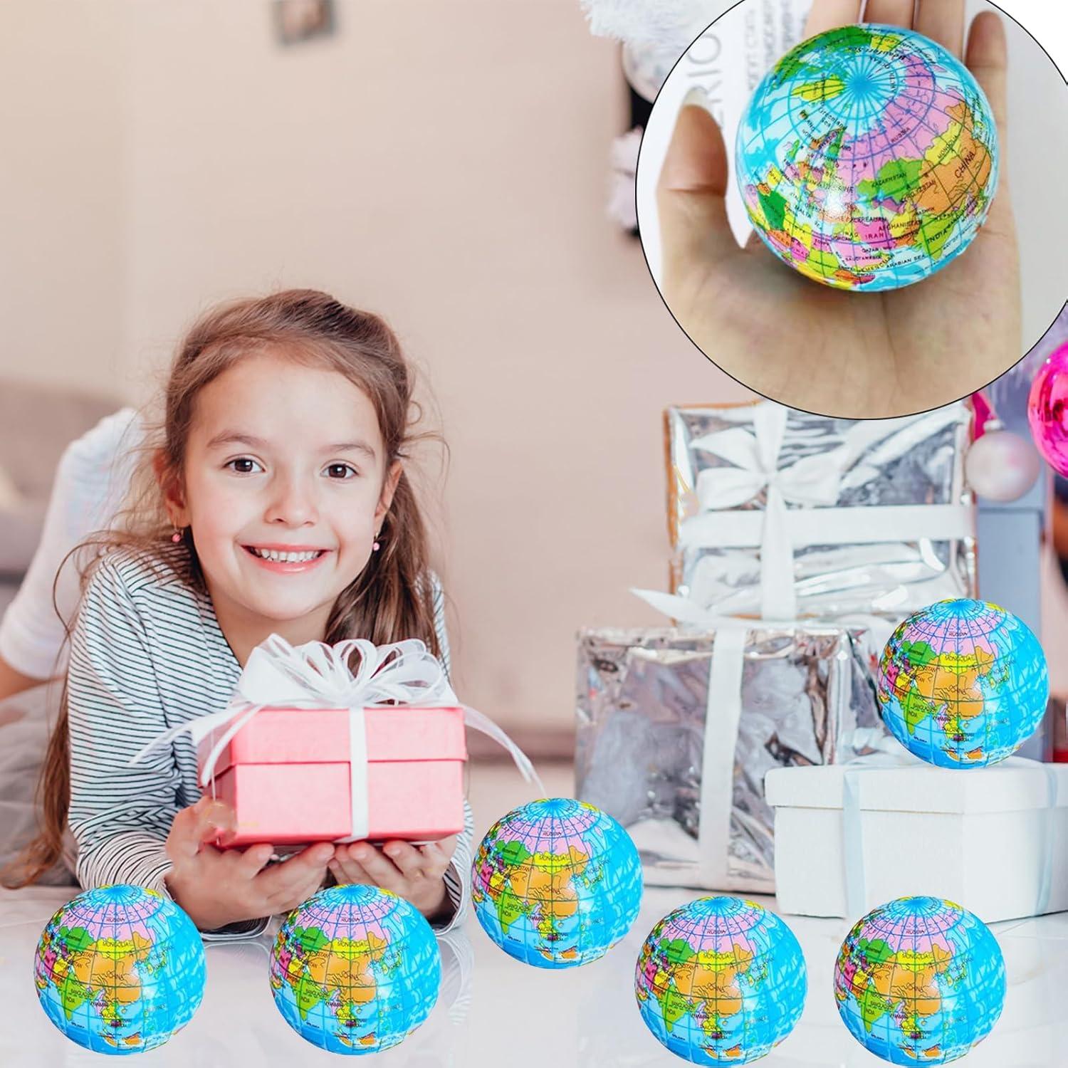 8 Pelotas de Estrés Globo Tierra 6.35 cm - Alivio de Estrés