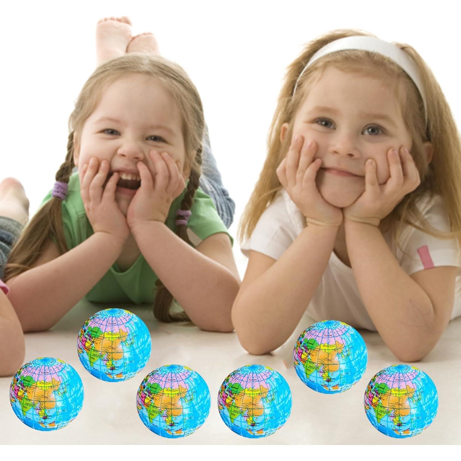 8 Pelotas de Estrés Globo Tierra 6.35 cm - Alivio de Estrés