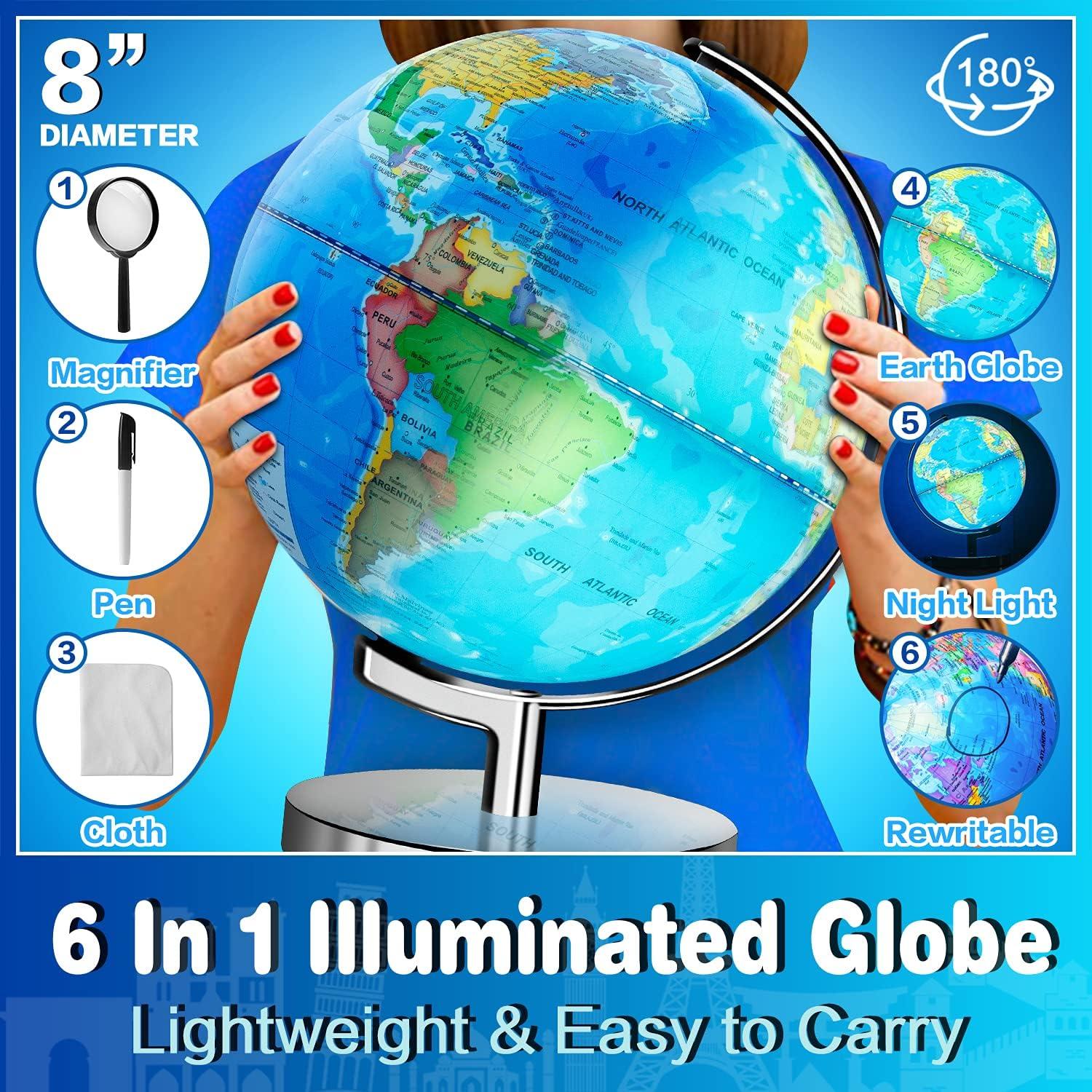 Globo Terráqueo Iluminado POOCCI 20.32 cm Juguete Educativo