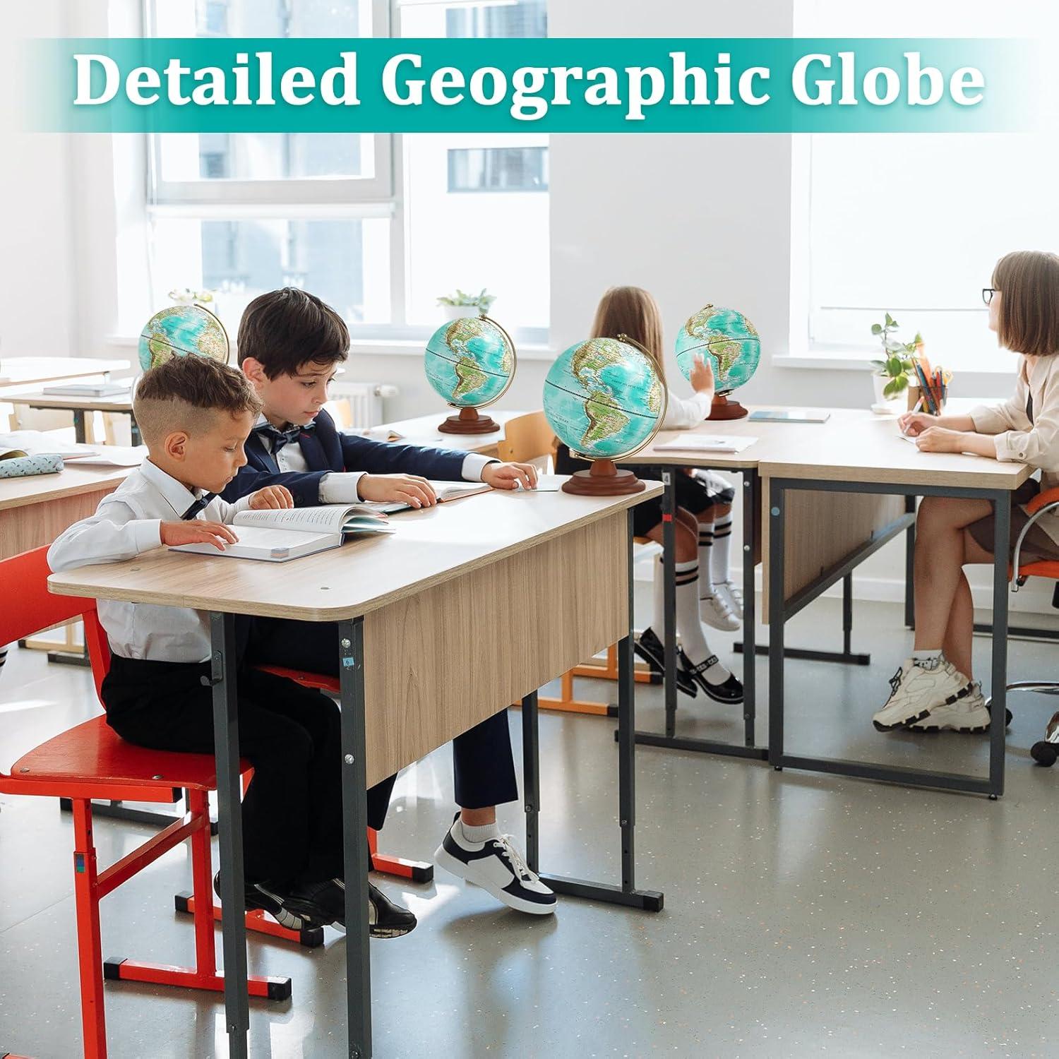 Globo Terráqueo Iluminado Jowhol 20cm con Luz LED y Soporte de Madera