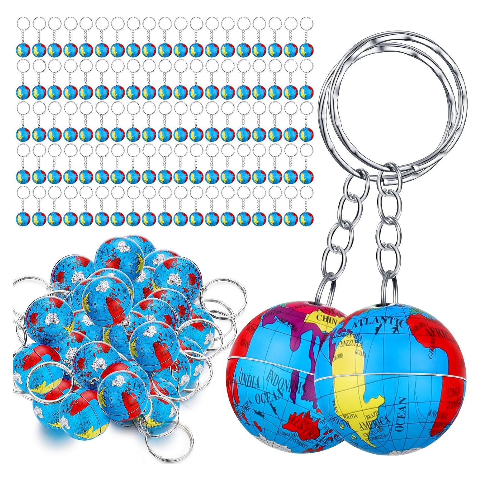 80 Llaveros Globo Junkin Mapa Mundial para Niños