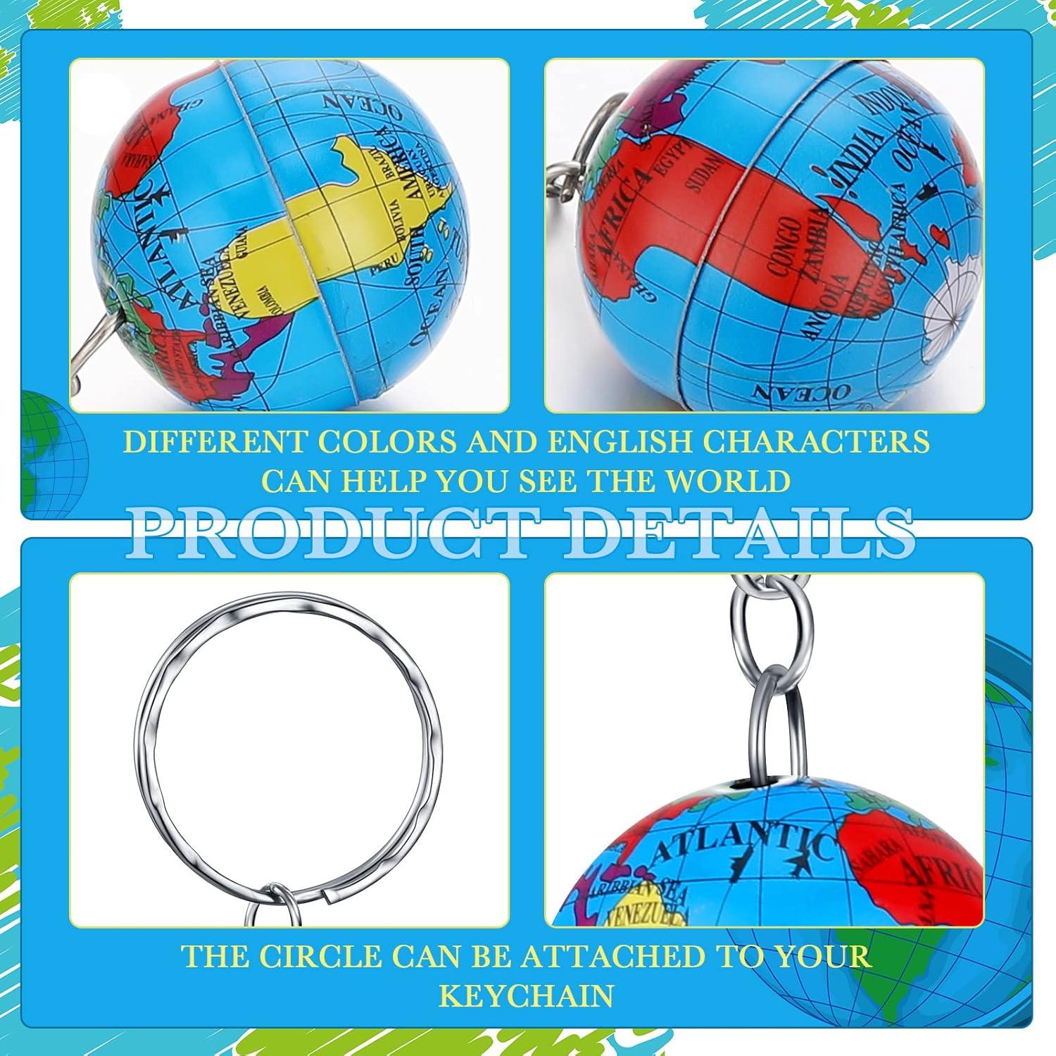 80 Llaveros Globo Junkin Mapa Mundial para Niños