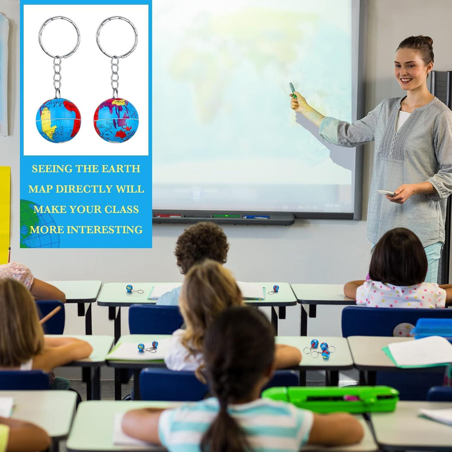 80 Llaveros Globo Junkin Mapa Mundial para Niños