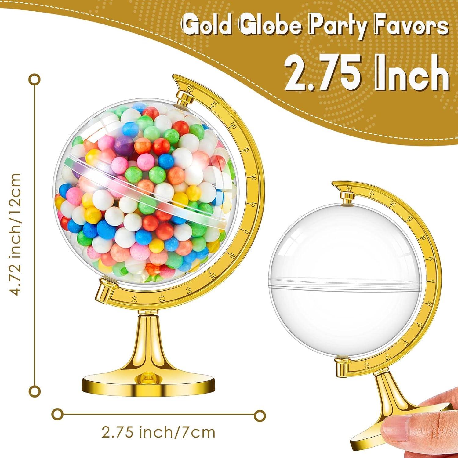 60 Contenedores de Caramelos Globo Dorado Suclain 12x7cm