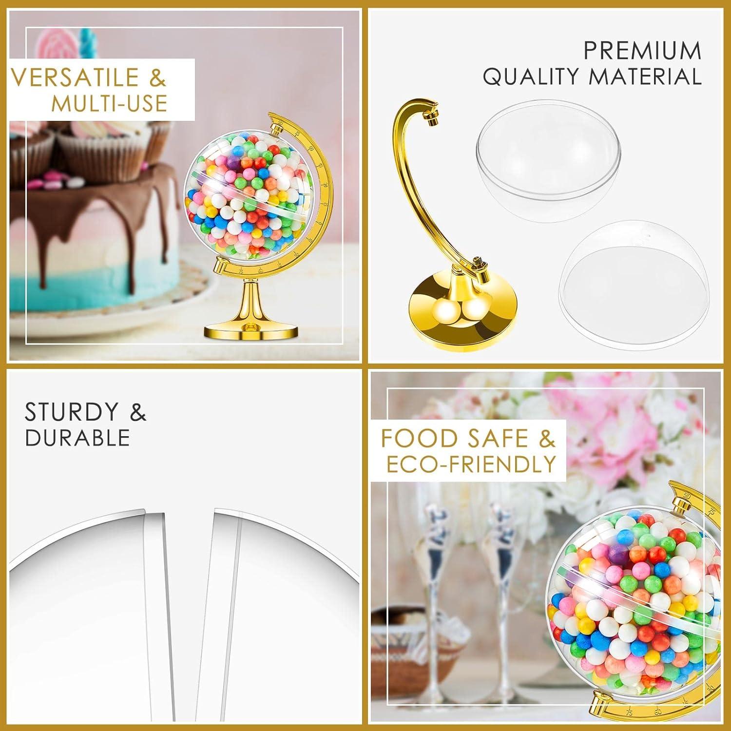 60 Contenedores de Caramelos Globo Dorado Suclain 12x7cm