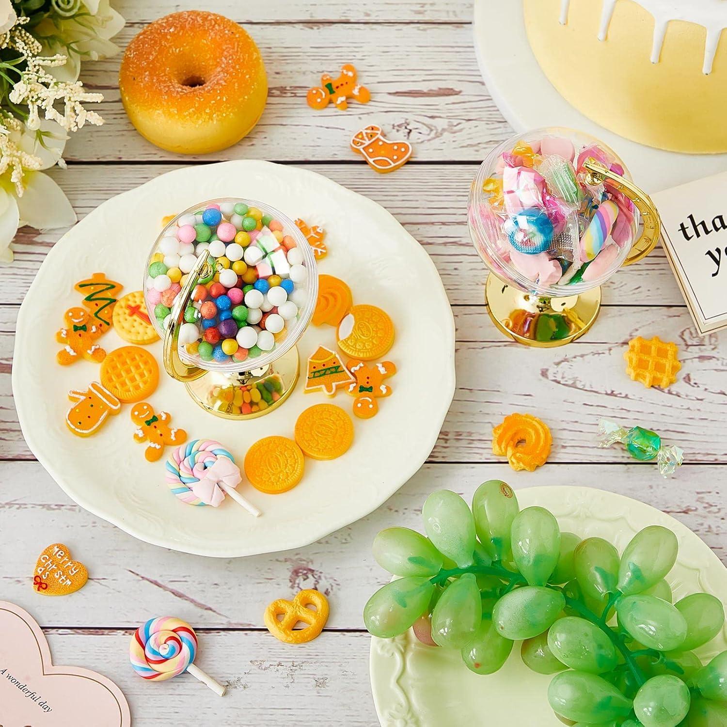 60 Contenedores de Caramelos Globo Dorado Suclain 12x7cm