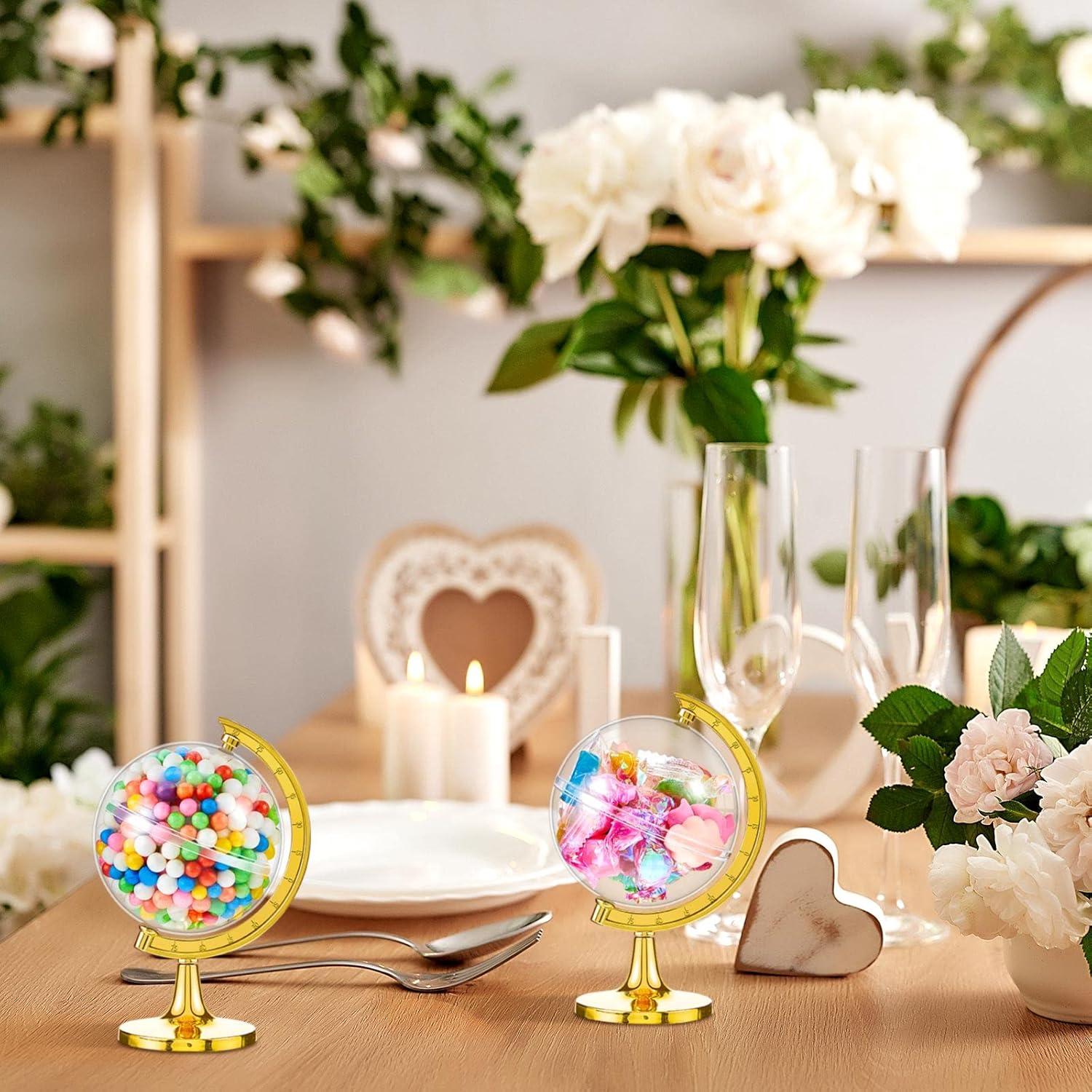 60 Contenedores de Caramelos Globo Dorado Suclain 12x7cm