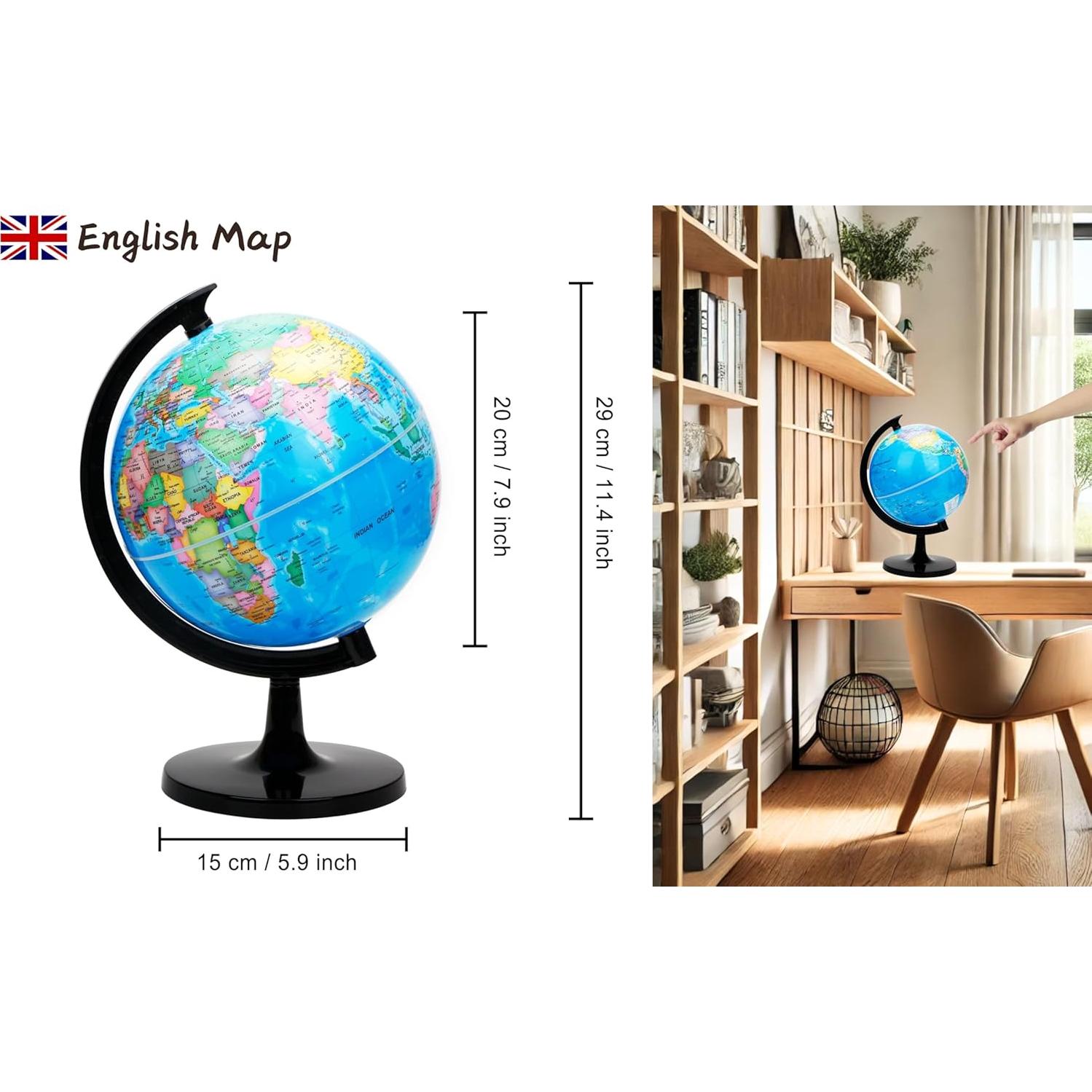 Globo Terráqueo Educativo Exerz 20cm Autoensamblado