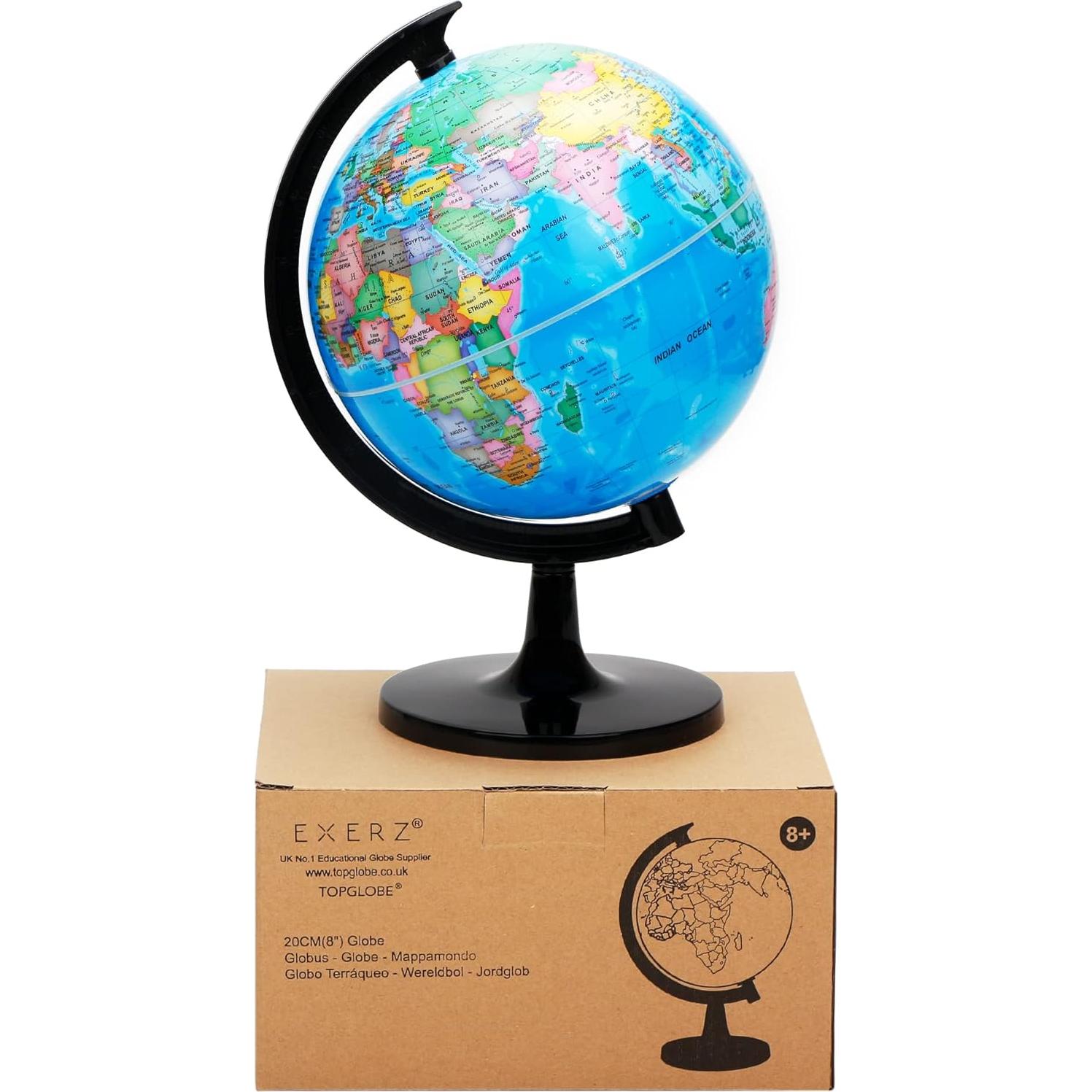 Globo Terráqueo Educativo Exerz 20cm Autoensamblado