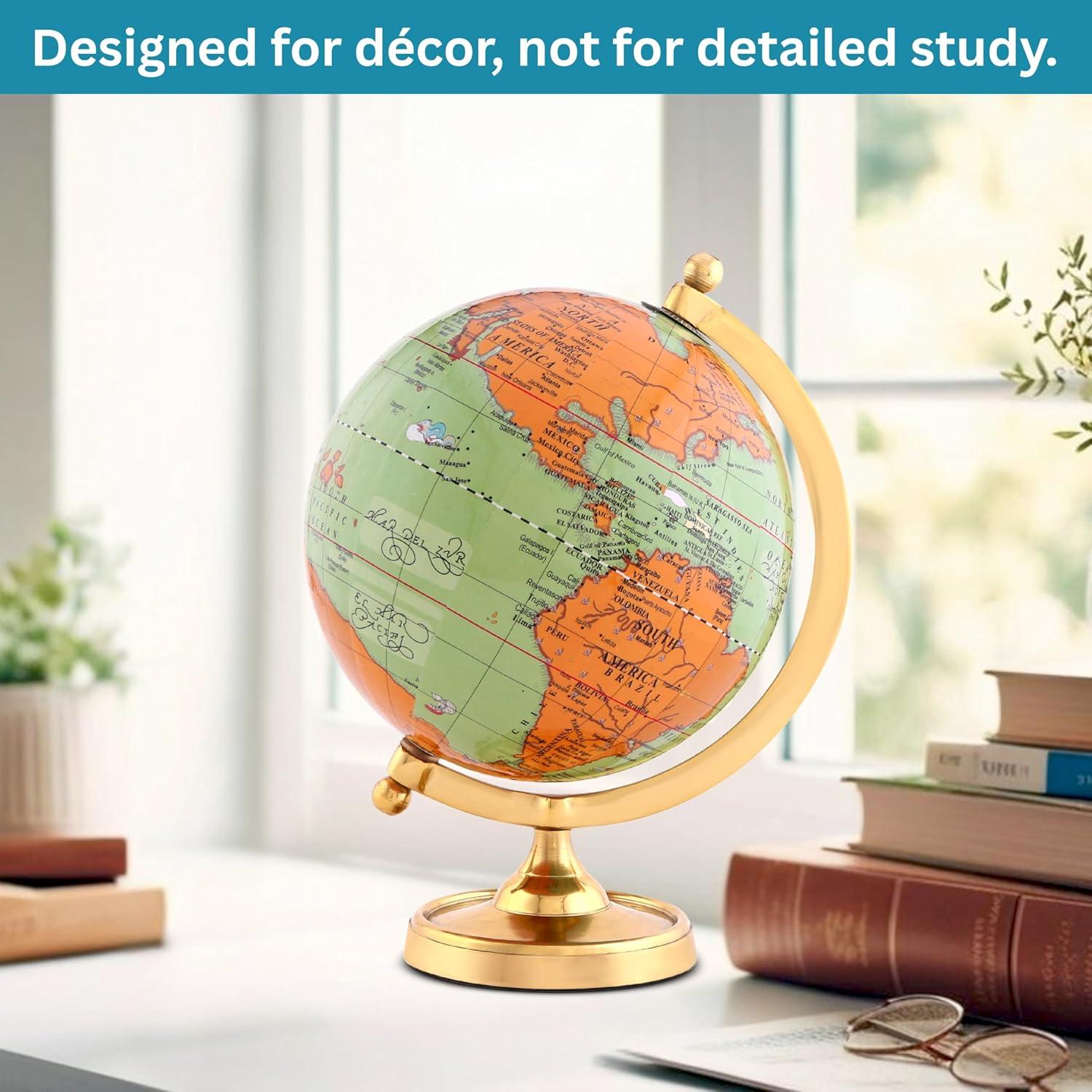 Globo Terráqueo Vintage 15.24 cm con Base Dorada - Decoración de Oficina