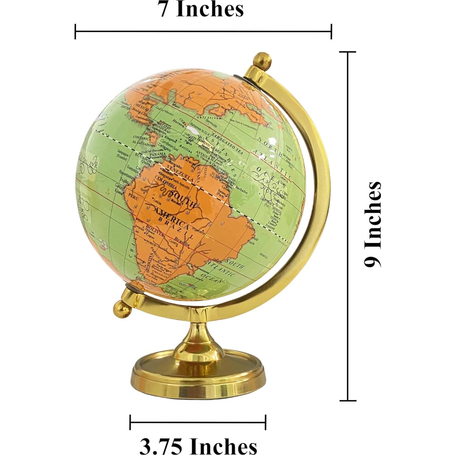 Globo Terráqueo Vintage 15.24 cm con Base Dorada - Decoración de Oficina