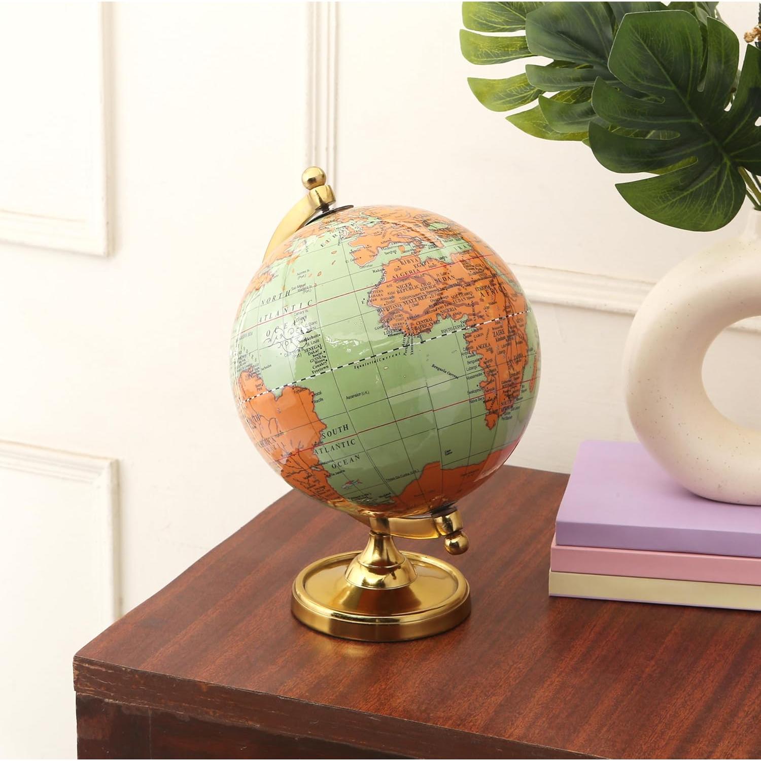Globo Terráqueo Vintage 15.24 cm con Base Dorada - Decoración de Oficina
