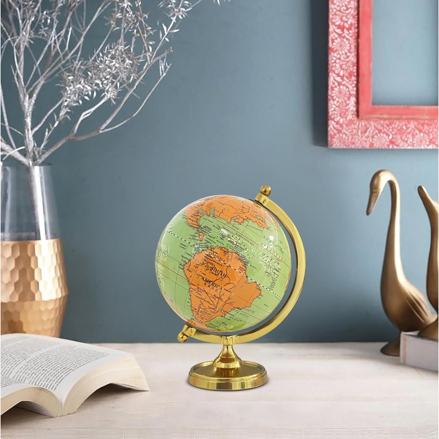 Globo Terráqueo Vintage 15.24 cm con Base Dorada - Decoración de Oficina