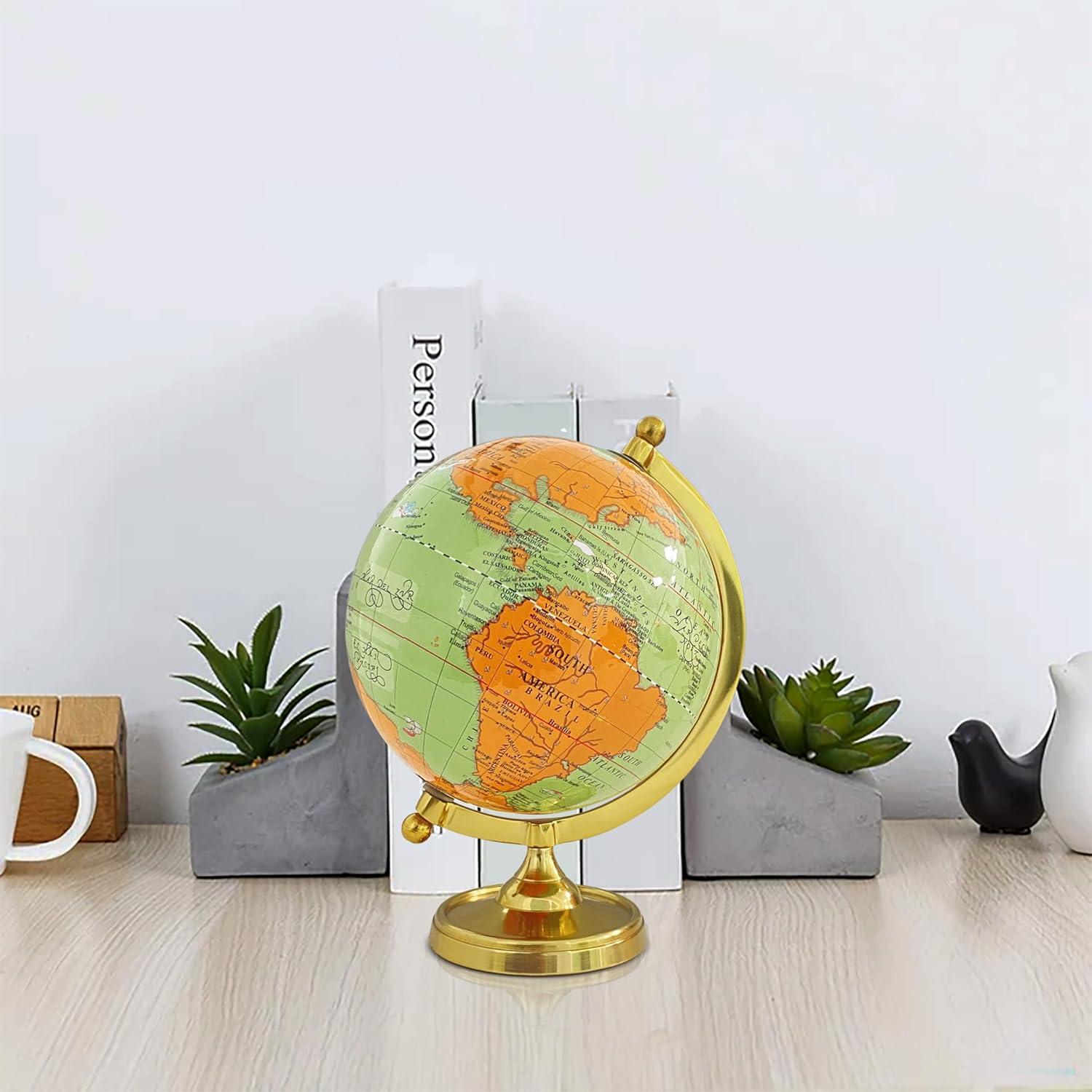 Globo Terráqueo Vintage 15.24 cm con Base Dorada - Decoración de Oficina