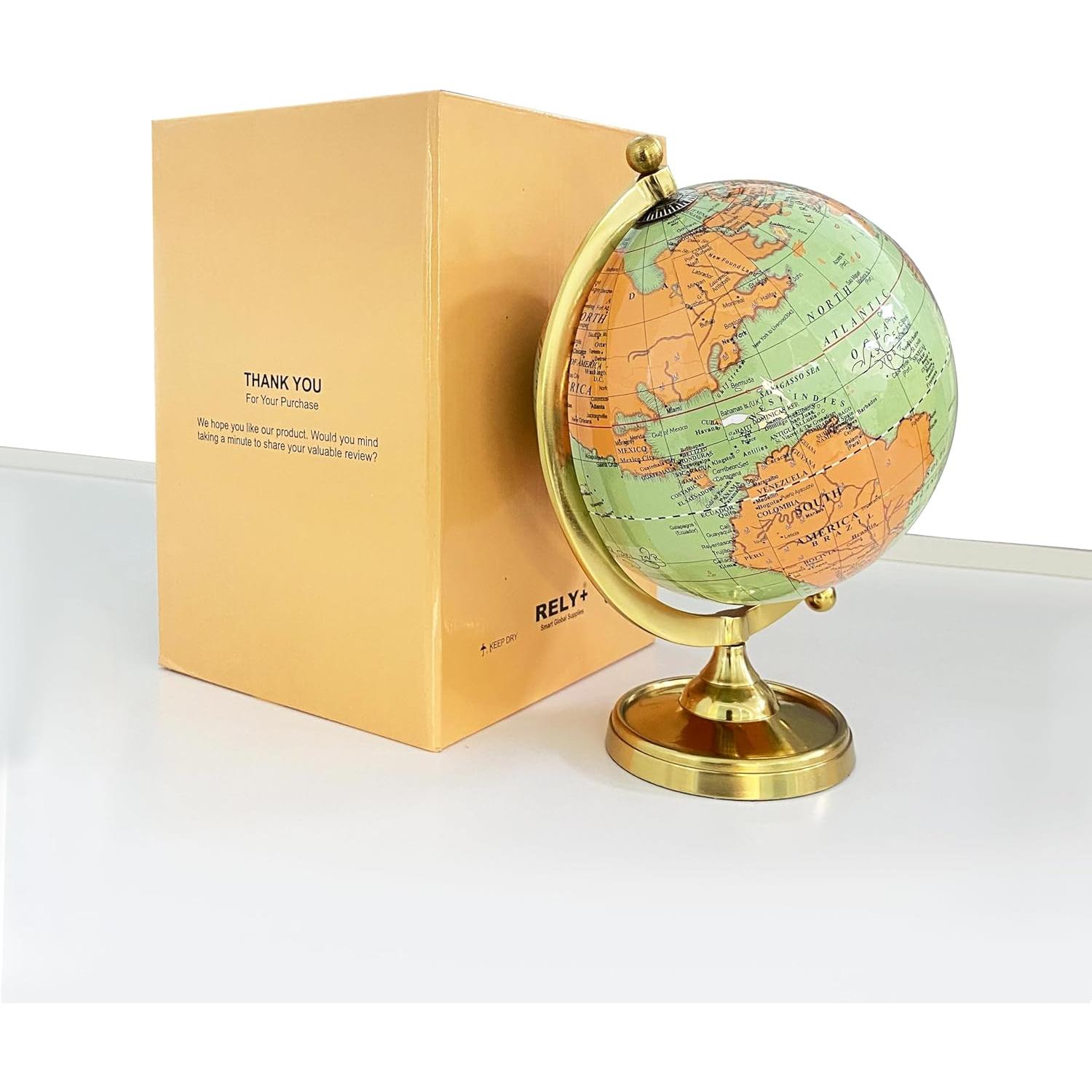 Globo Terráqueo Vintage 15.24 cm con Base Dorada - Decoración de Oficina