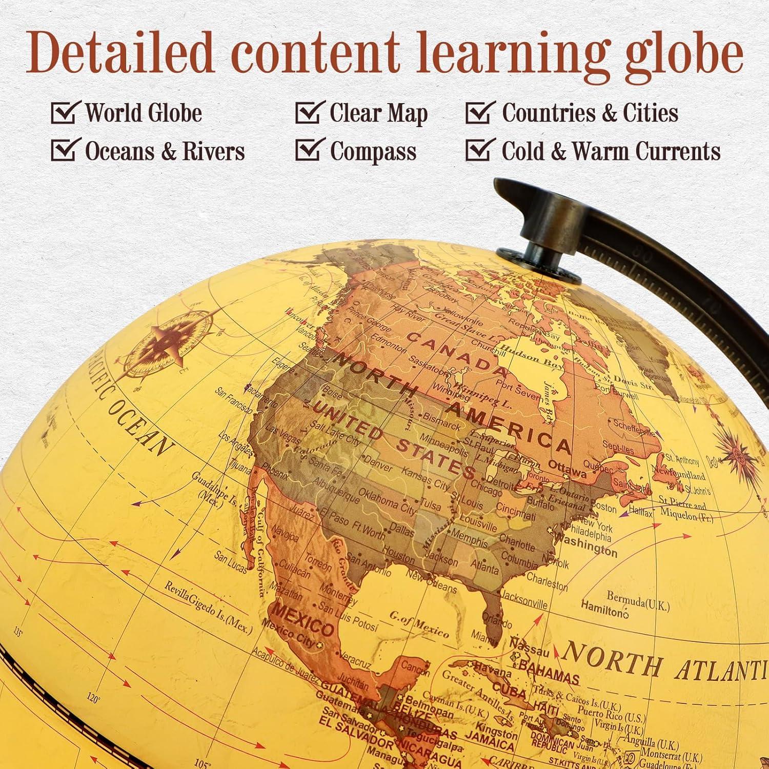 Globo Terráqueo Iluminado JOWHOL 20 cm con Soporte de Madera