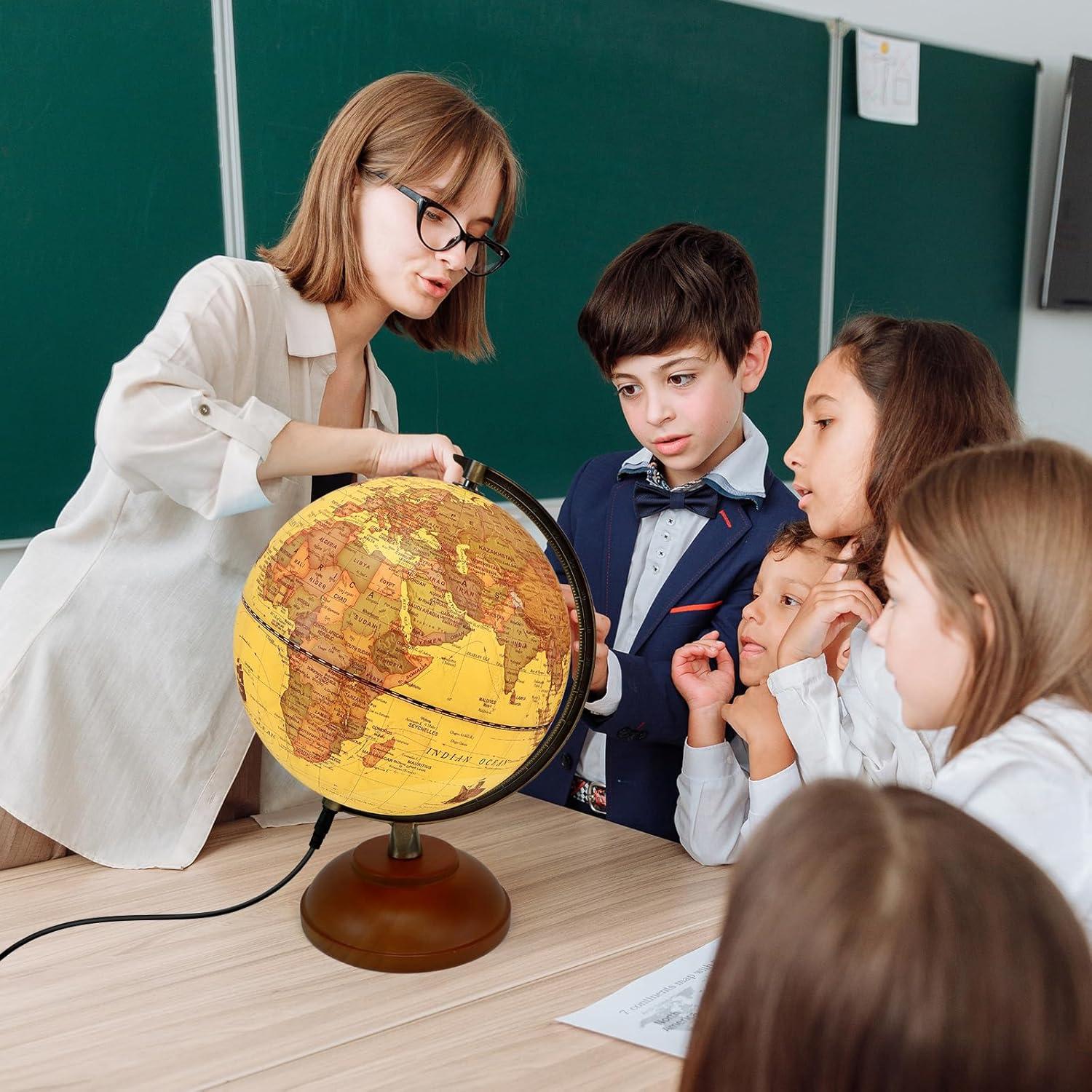 Globo Terráqueo Iluminado JOWHOL 20 cm con Soporte de Madera