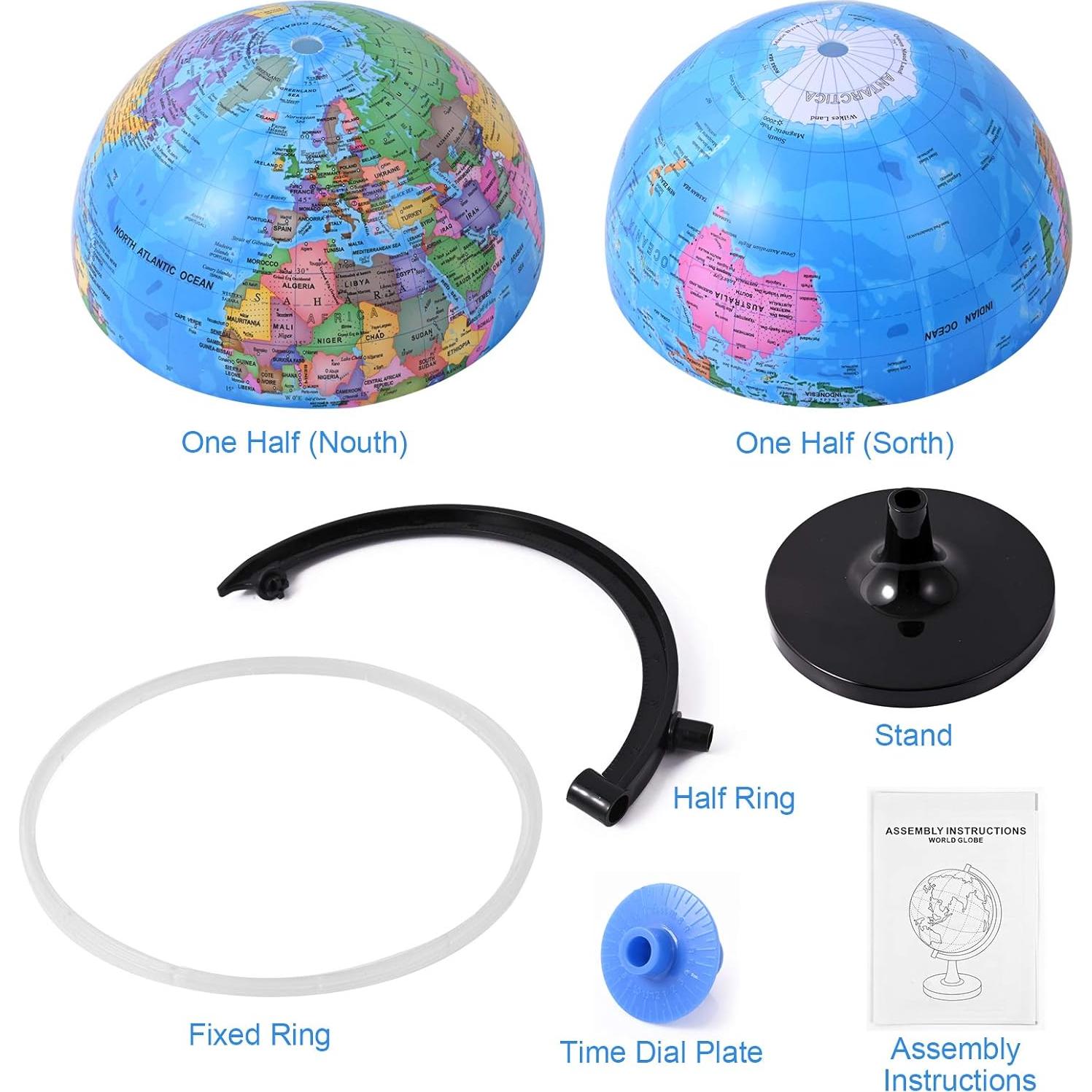 Globo Terráqueo Wizdar 20.32 cm Educativo Rotatorio para Niños