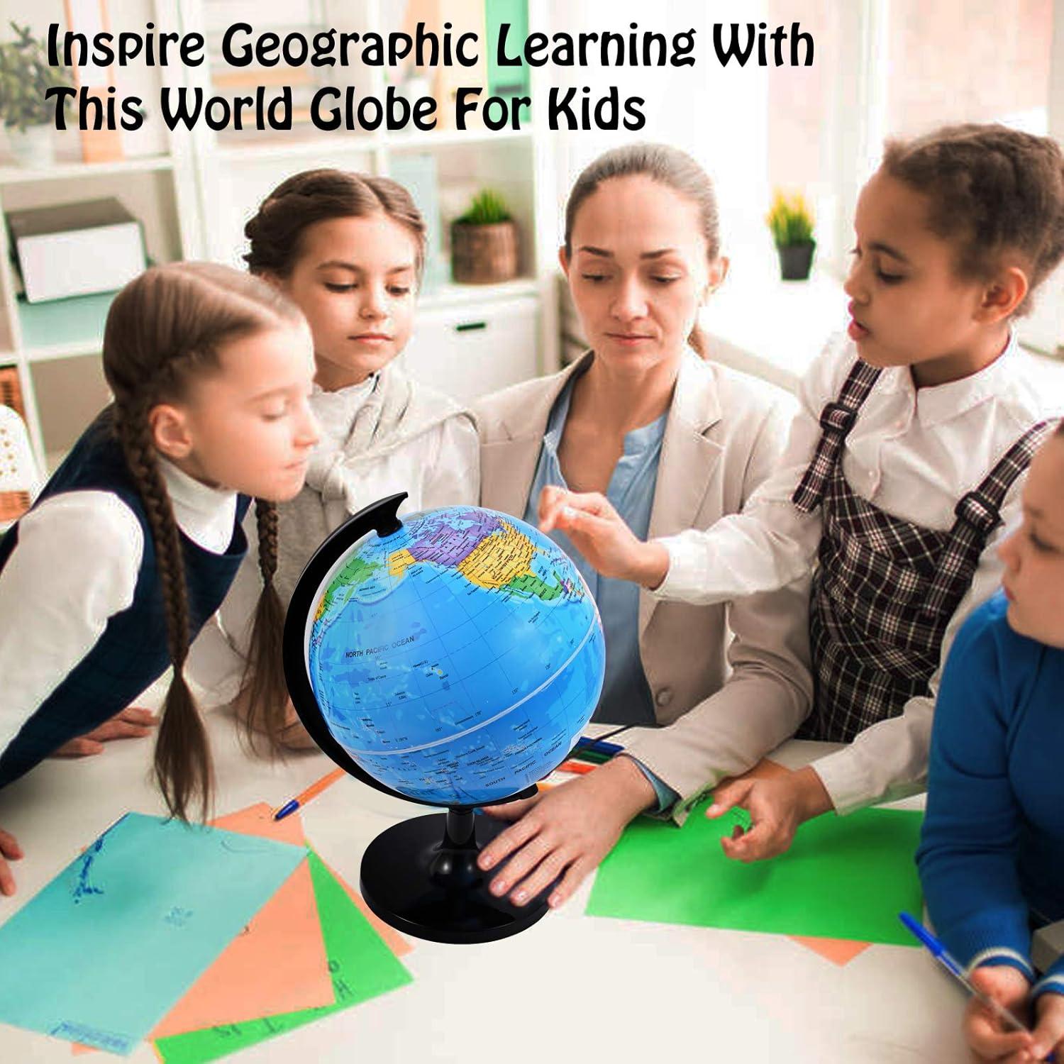 Globo Terráqueo Wizdar 20.32 cm Educativo Rotatorio para Niños