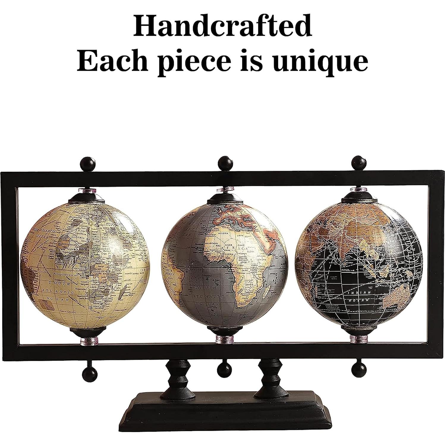 Juego de 3 Globos Terráqueos de 10 cm con Soporte de Metal