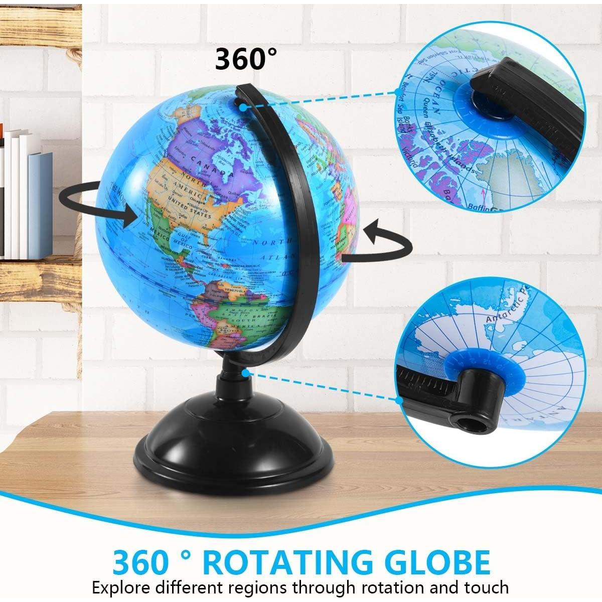 Globo Terráqueo Giratorio KISEER 20.32 cm Azul Educativo