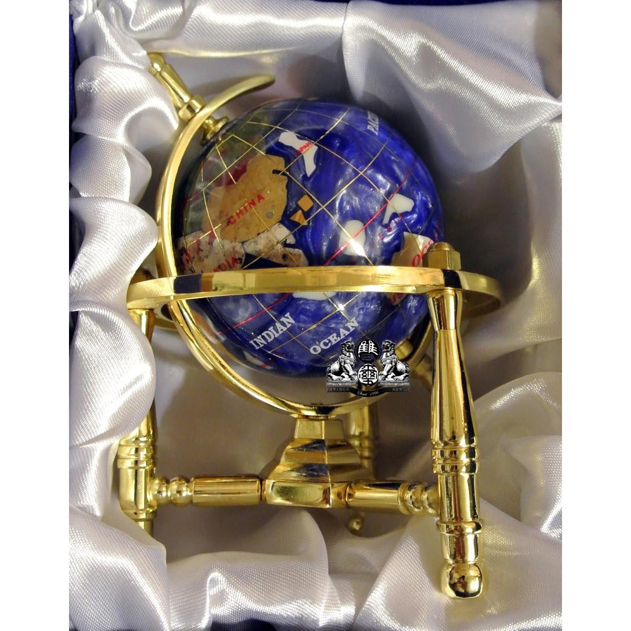 Globo Terráqueo Miniatura 15 cm Azul Bahama con Trípode Dorado