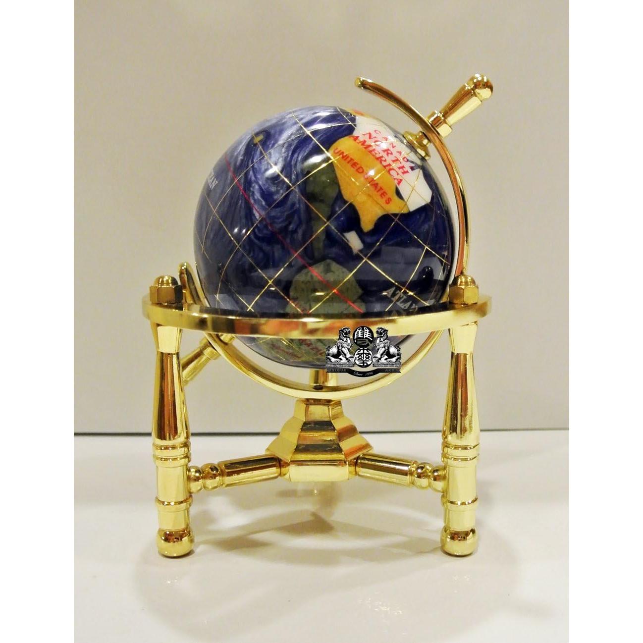 Globo Terráqueo Miniatura 15 cm Azul Bahama con Trípode Dorado