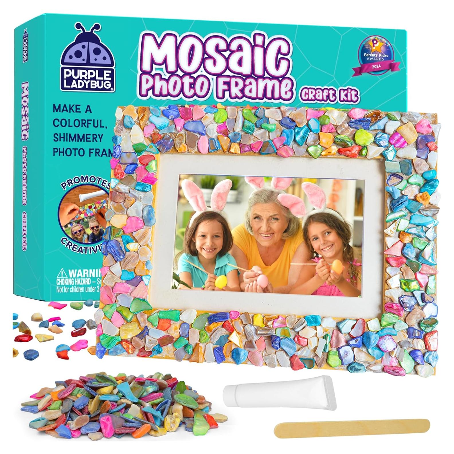 Kit de Marco de Foto Mosaico DIY Ladybug Morado - Manualidades para Niños 6 a 12 Años