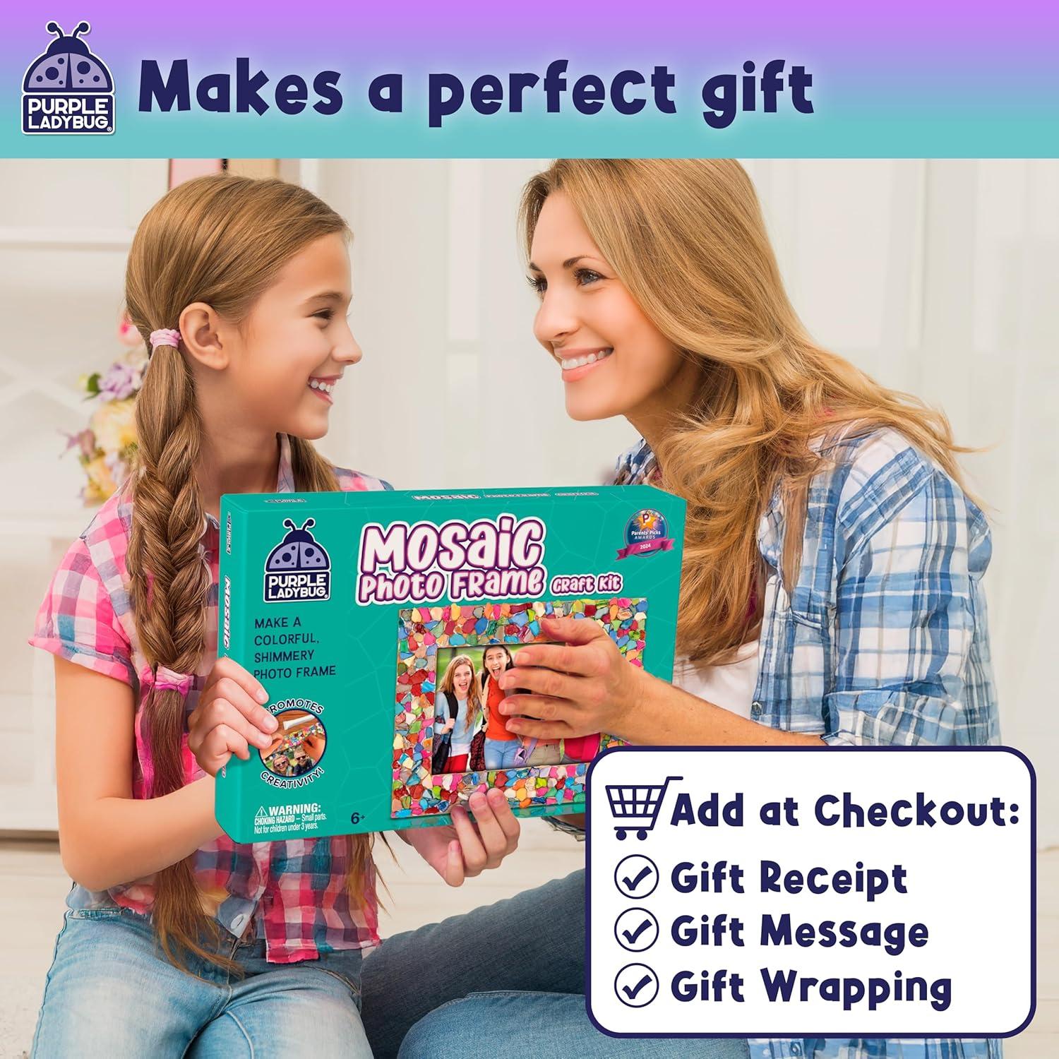 Kit de Marco de Foto Mosaico DIY Ladybug Morado - Manualidades para Niños 6 a 12 Años