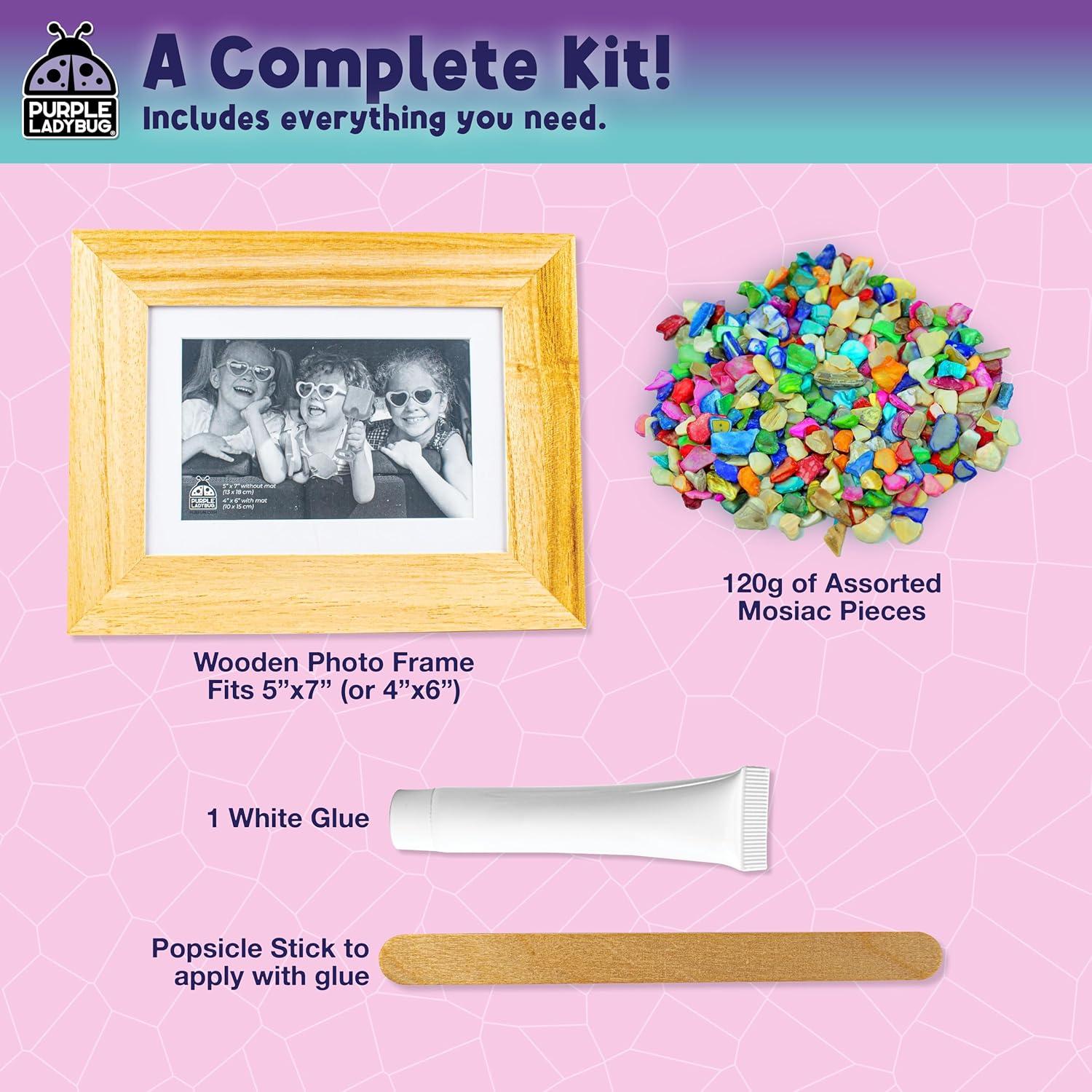 Kit de Marco de Foto Mosaico DIY Ladybug Morado - Manualidades para Niños 6 a 12 Años