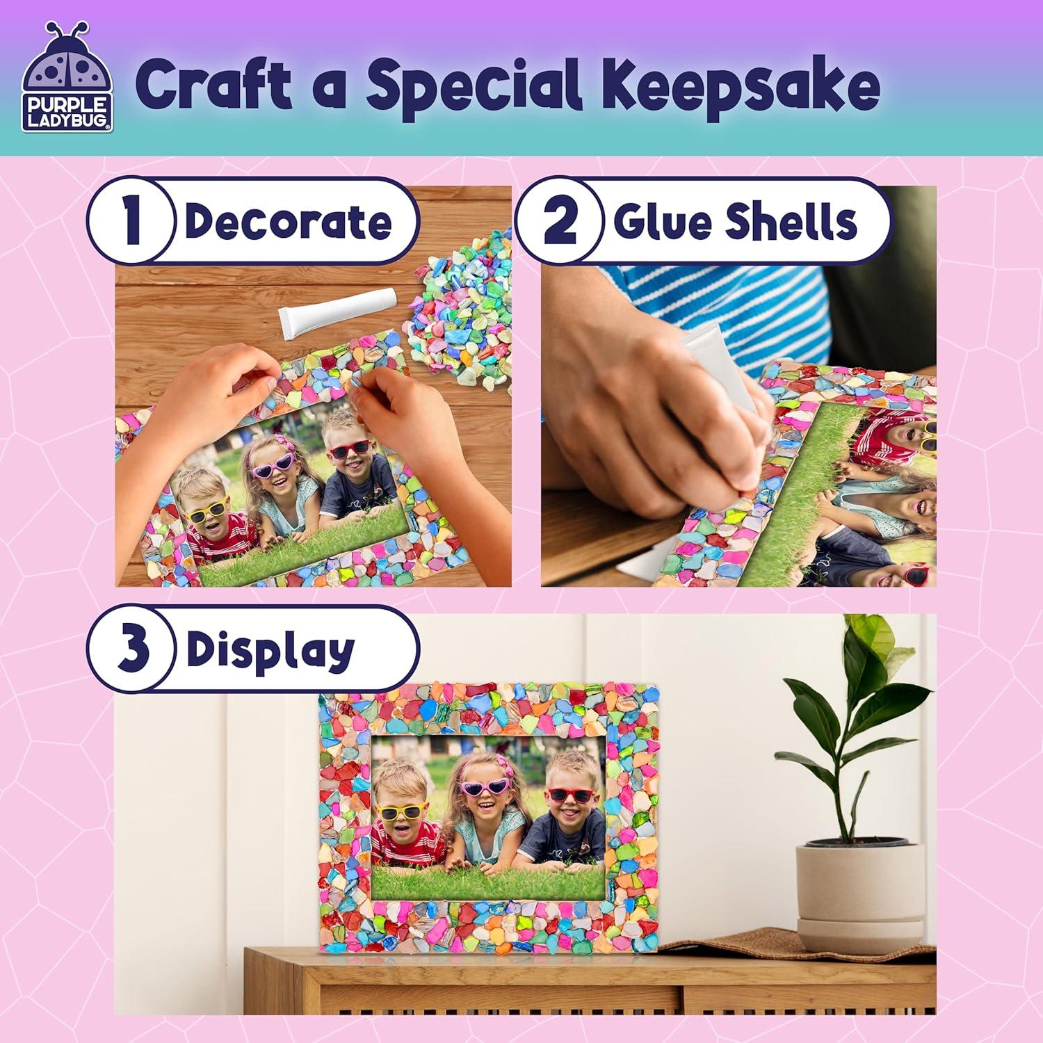 Kit de Marco de Foto Mosaico DIY Ladybug Morado - Manualidades para Niños 6 a 12 Años