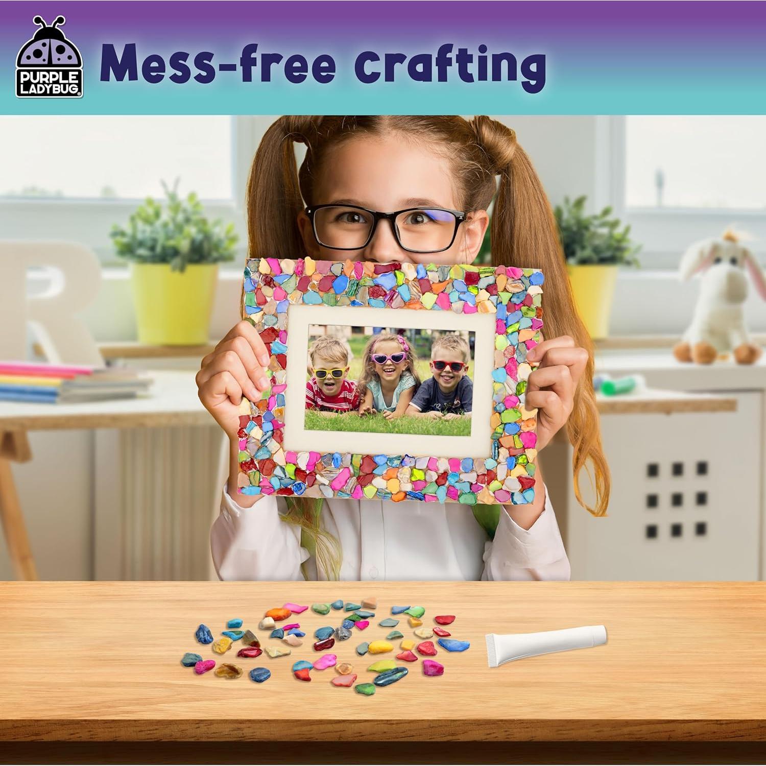 Kit de Marco de Foto Mosaico DIY Ladybug Morado - Manualidades para Niños 6 a 12 Años