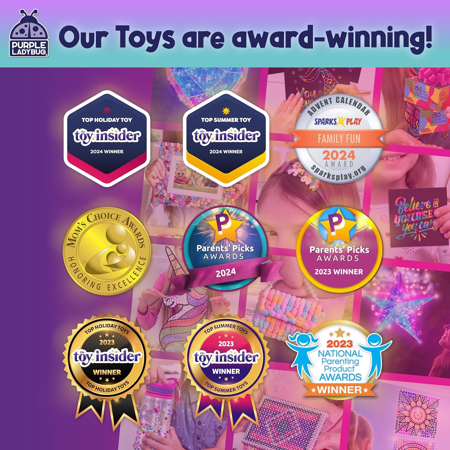 Kit de Marco de Foto Mosaico DIY Ladybug Morado - Manualidades para Niños 6 a 12 Años