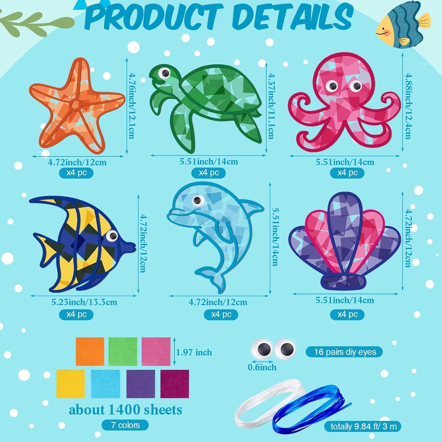 Kit de Manualidades Oceánicas Feifeiya - 24 Sets DIY Papel Seda