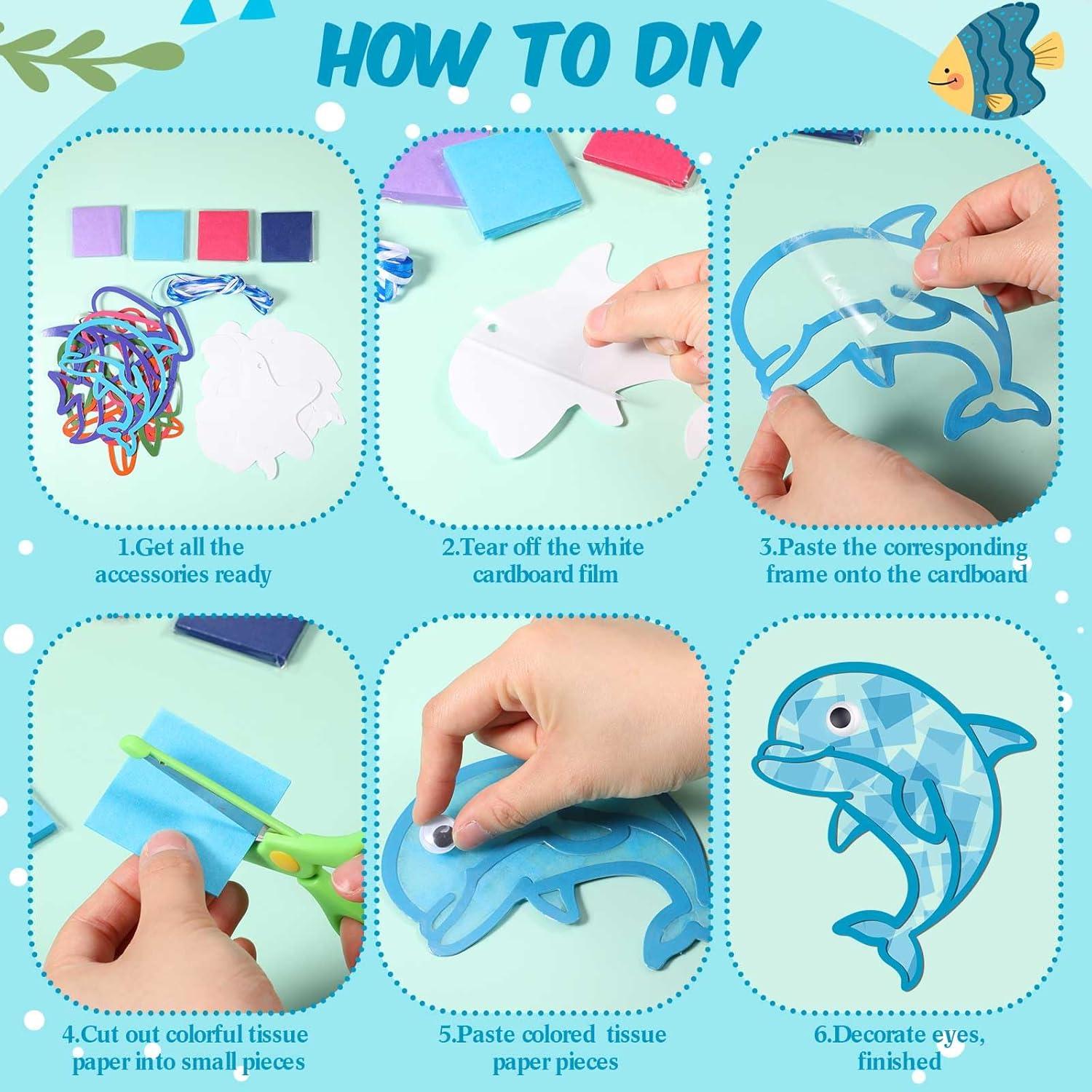 Kit de Manualidades Oceánicas Feifeiya - 24 Sets DIY Papel Seda