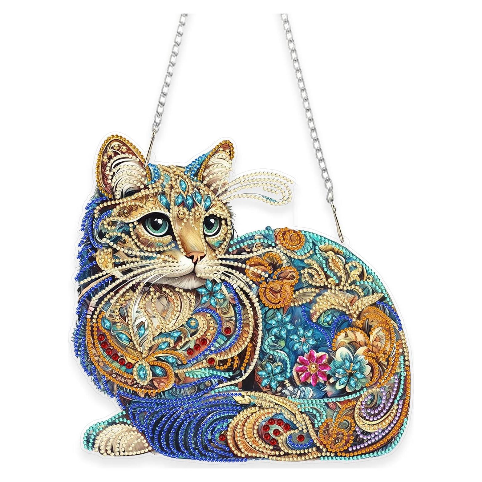 Kit de Pintura de Diamante Colgante Nivvey Gato 24x24.4cm