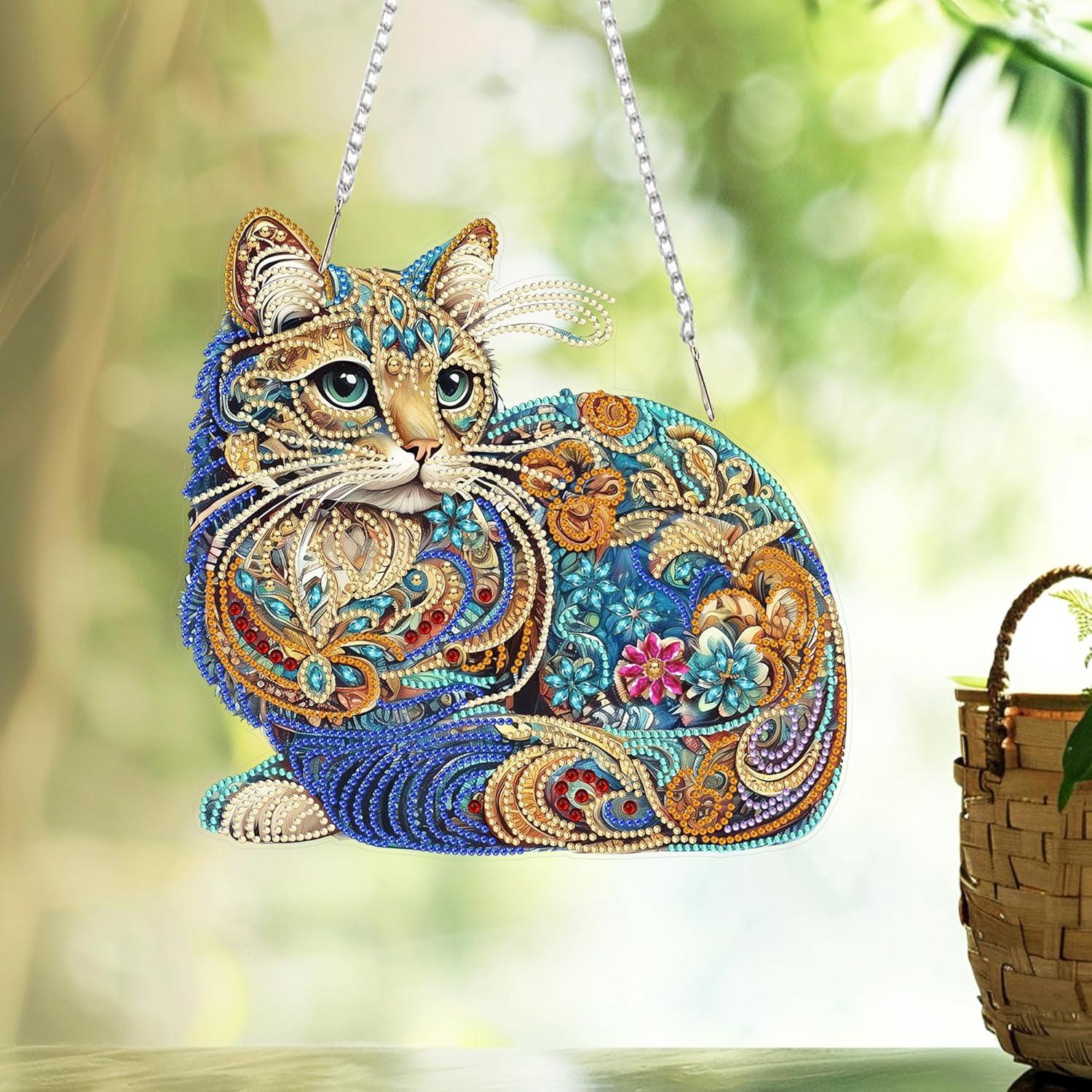 Kit de Pintura de Diamante Colgante Nivvey Gato 24x24.4cm