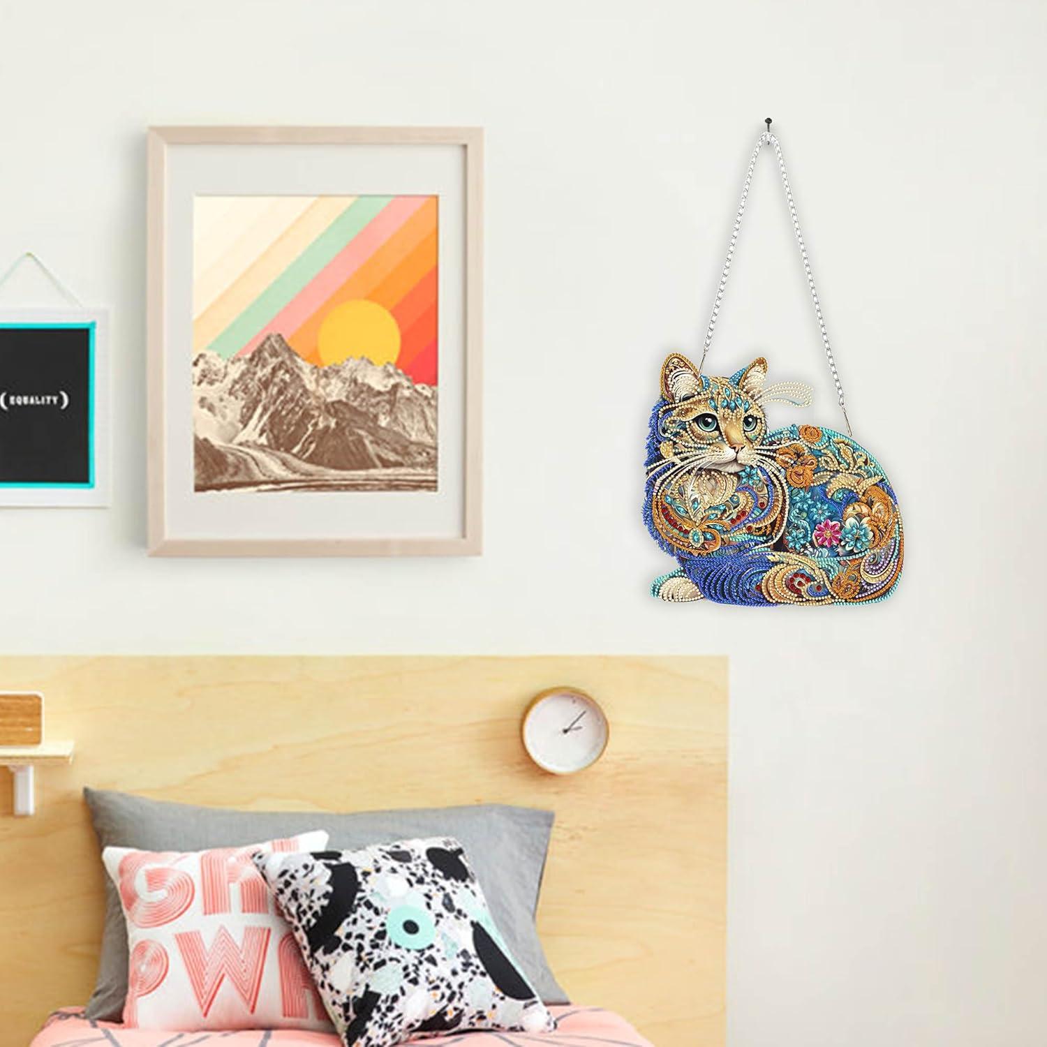 Kit de Pintura de Diamante Colgante Nivvey Gato 24x24.4cm