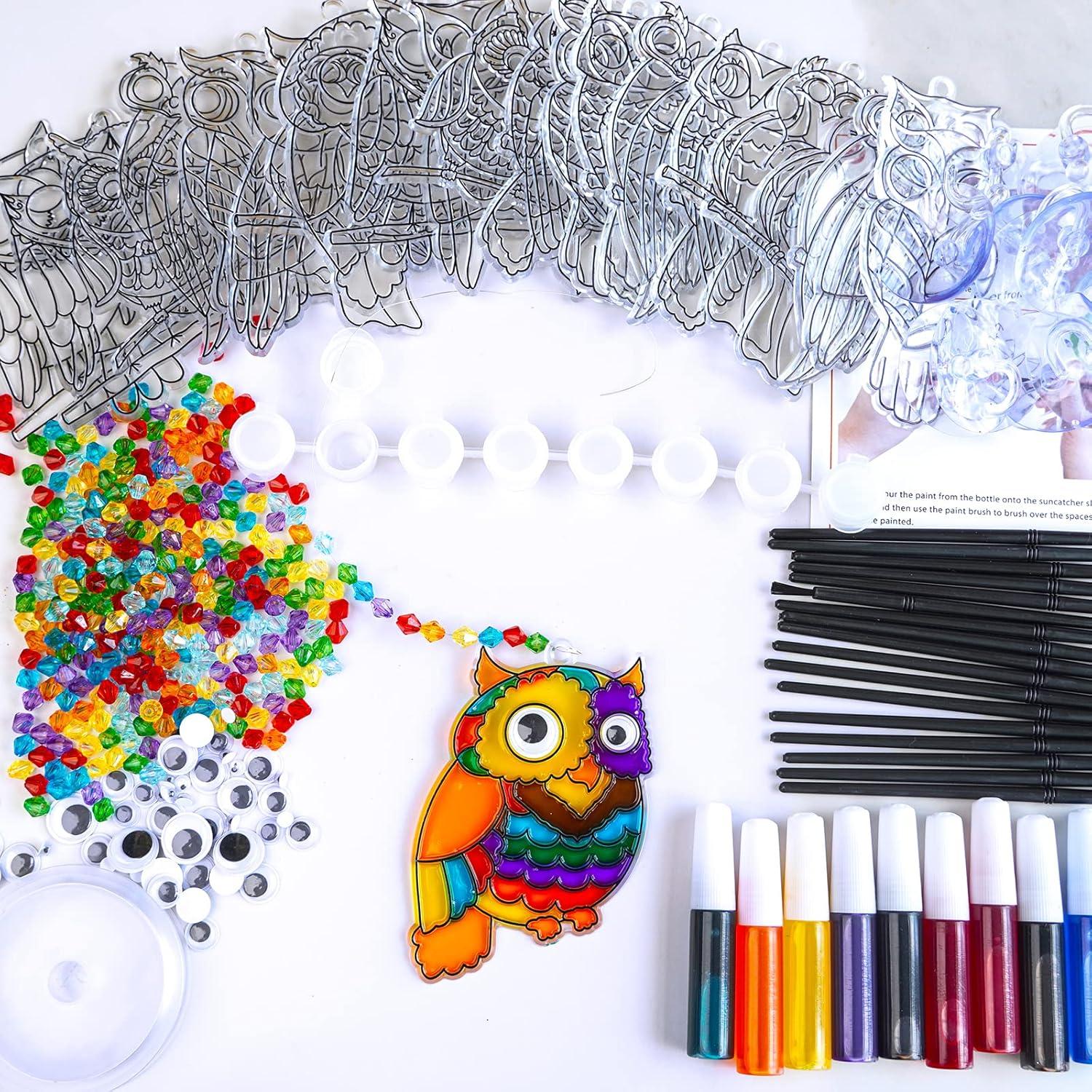 Winlyn 24 Sets Adornos Atrapa Rayos Búho Manualidades Niños