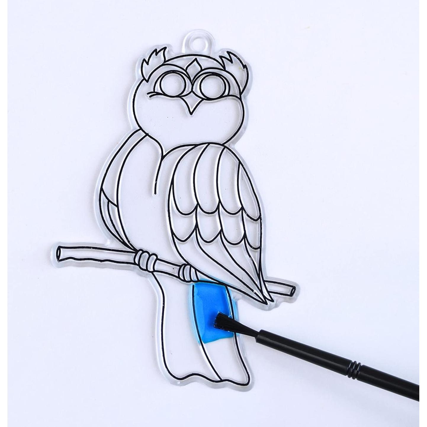 Winlyn 24 Sets Adornos Atrapa Rayos Búho Manualidades Niños