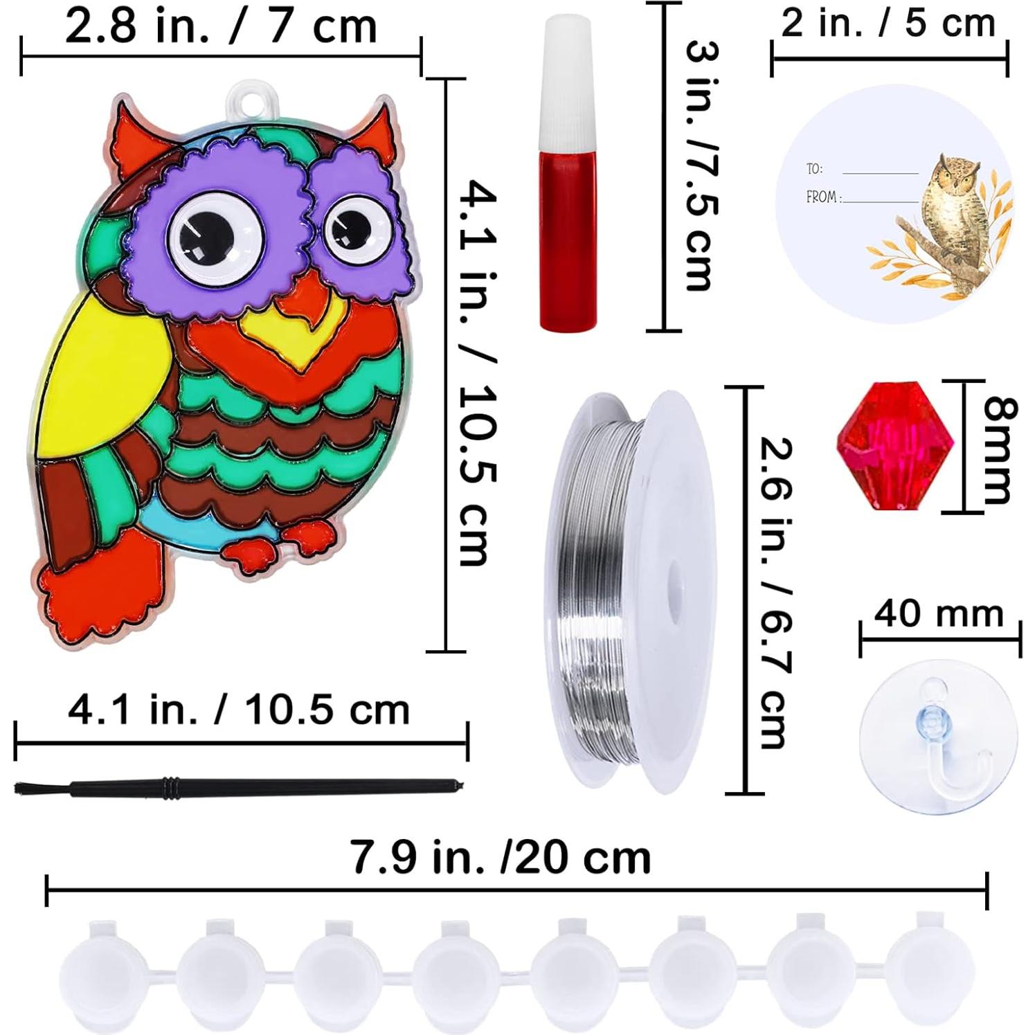 Winlyn 24 Sets Adornos Atrapa Rayos Búho Manualidades Niños